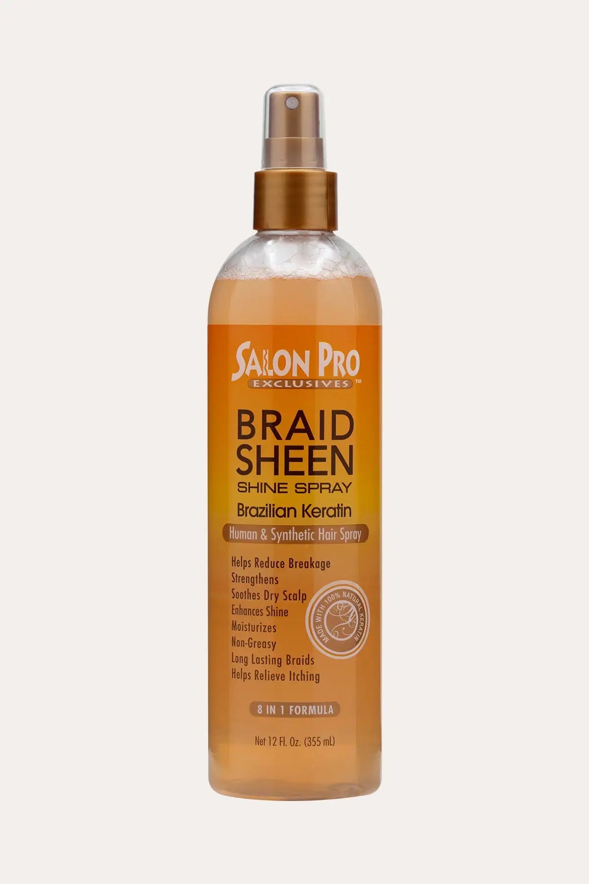 SALONN PRO EXCLSIVES BRAID SHEEN SHINE SPRAY BRAZILIAN KERATIN 12oz - BSW BEAUTY CANADA