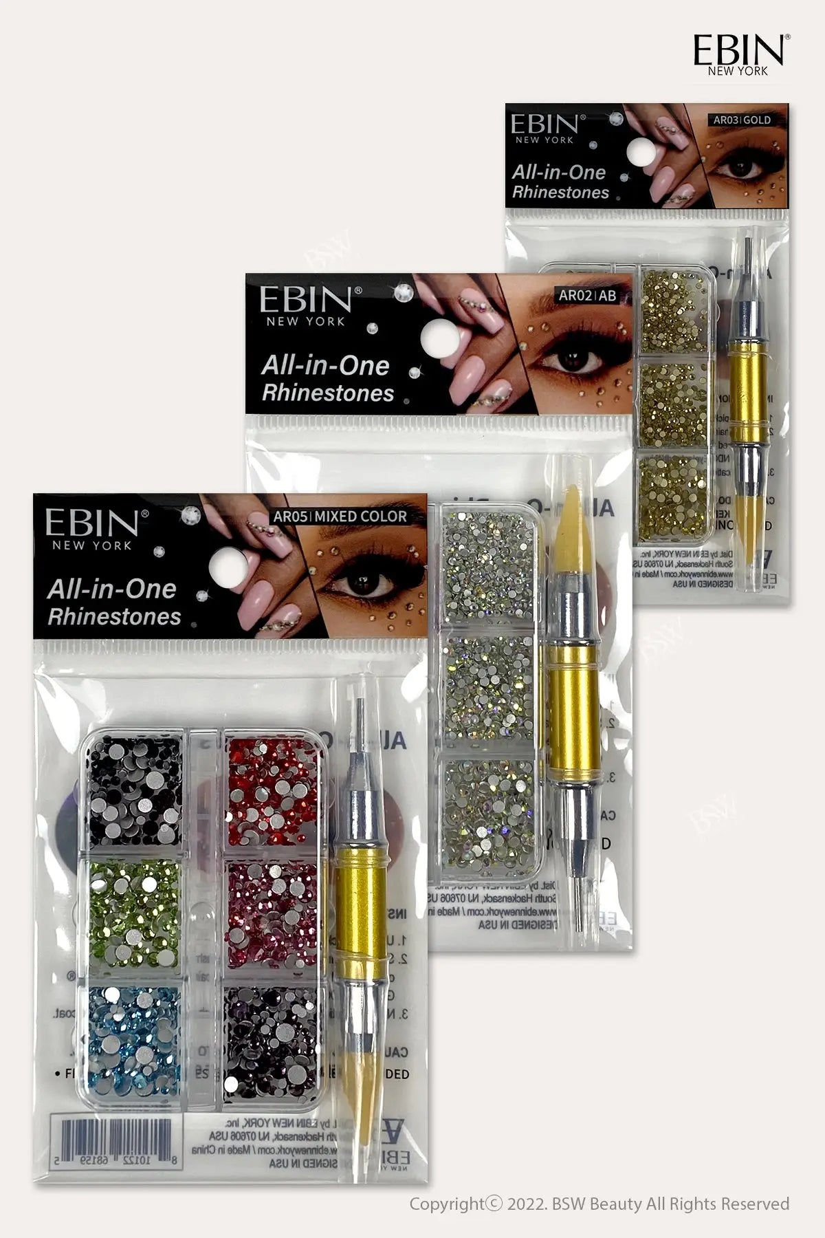EBIN NEW YORK ALL-IN-ONE RHINESTONES [6 STYLES] - BSW BEAUTY CANADA