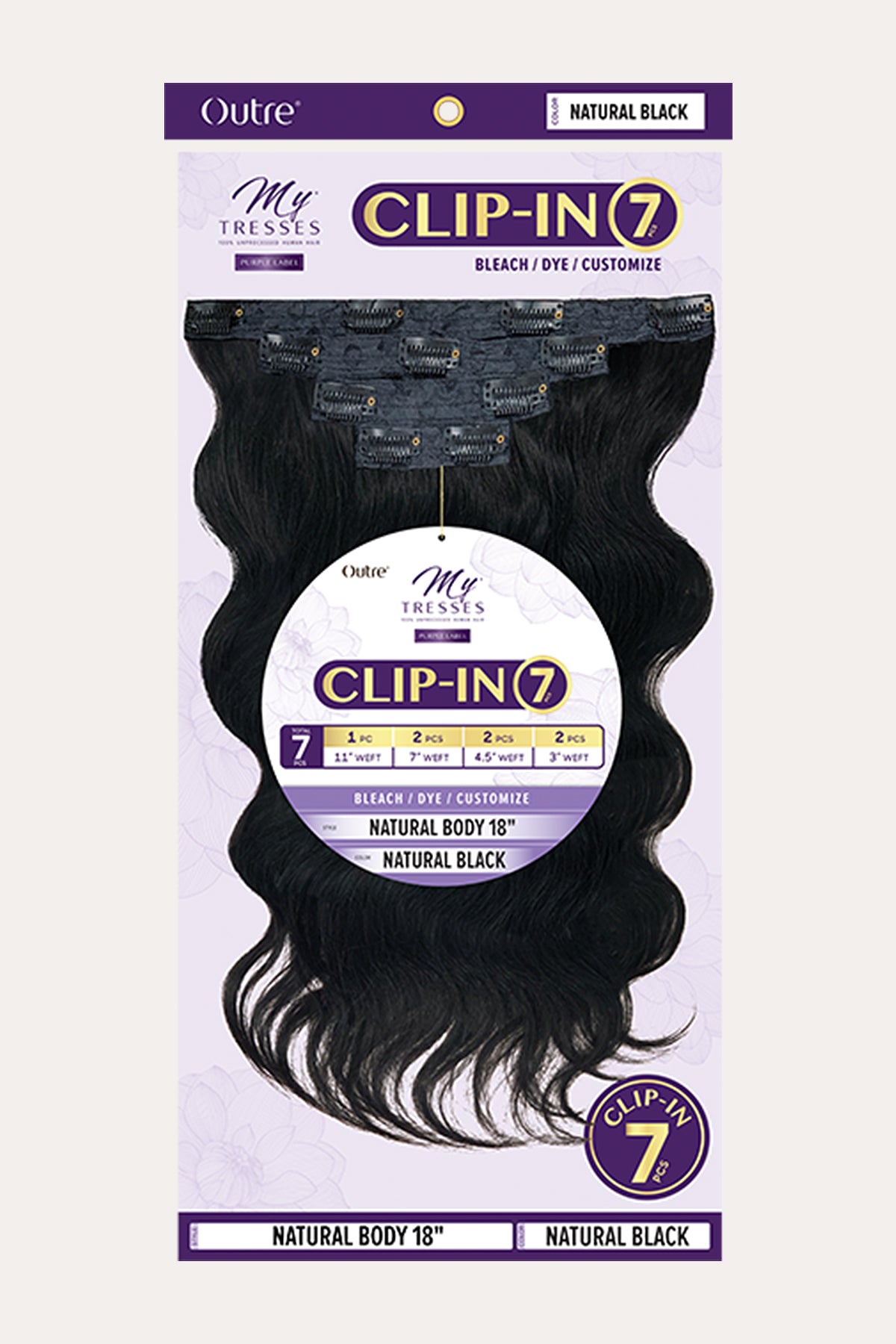 OUTRE MY TRESSES PURPLE LABEL CLIP-IN 7PCS - NATURAL BODY WAVE