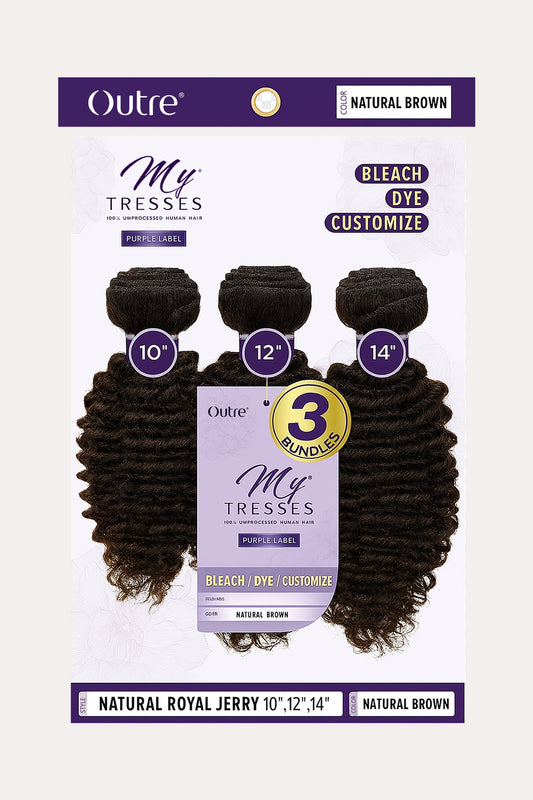 OUTRE MY TRESSES PURPLE LABEL UNPROCESSED HUMAN HAIR 3PCS - NATURAL ROYAL JERRY - BSW BEAUTY CANADA