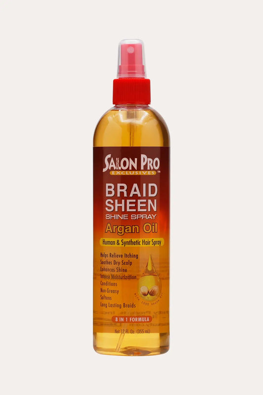 SALON PRO EXCLUSIVE BRAID SHEEN SHINE SPRAY ARGAN OIL 12oz - BSW BEAUTY CANADA