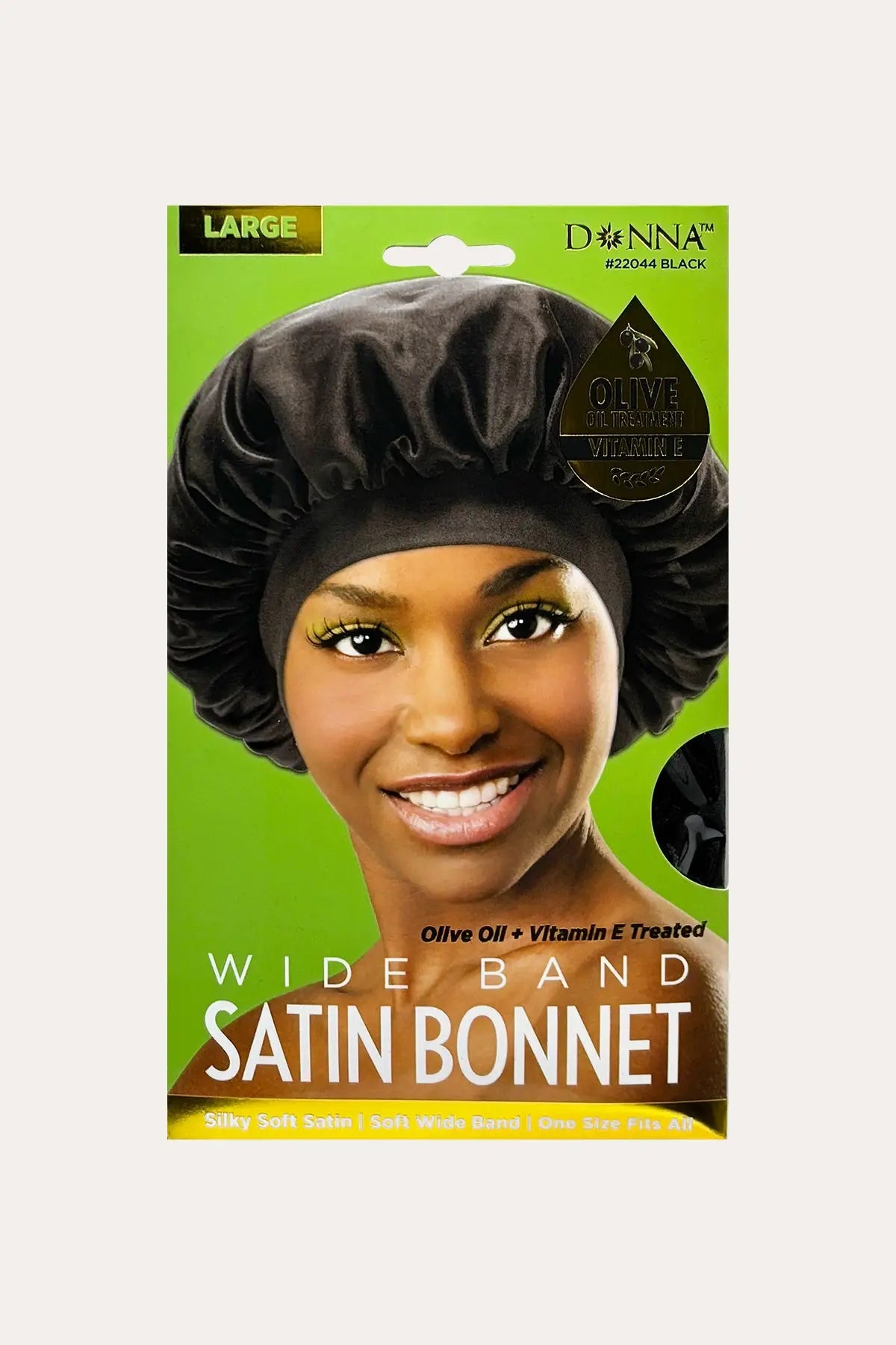 DONNA CAP OLIVE OIL TREATED WIDE BAND BONNET BLACK #22044 - BSW BEAUTY CANADA