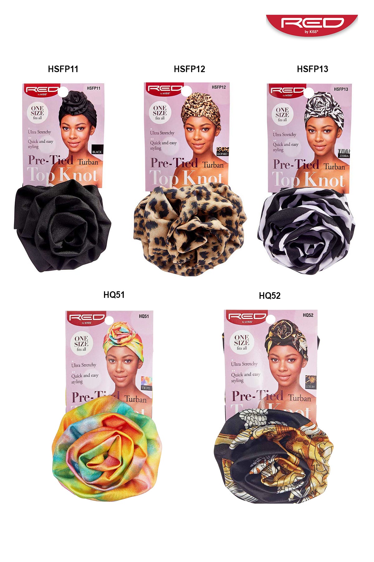 RED BY KISS PRE-TIED TURBAN TOP KNOT - 3 TYPES - BSW BEAUTY CANADA