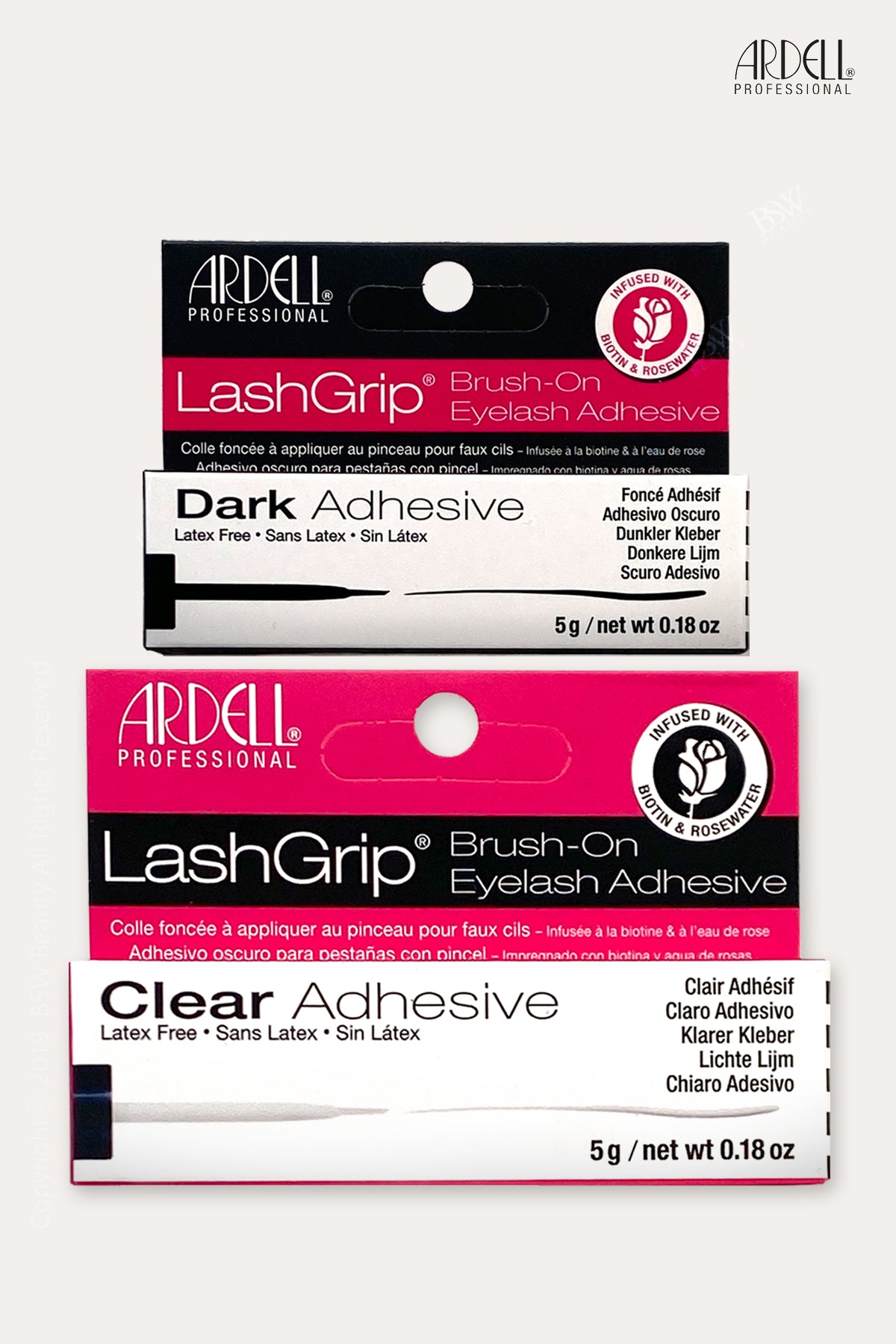 ARDELL ADHESIVE LASHGRIP FOR STRIP BIOTIN & ROSE - CLEAR & BLACK - BSW BEAUTY CANADA
