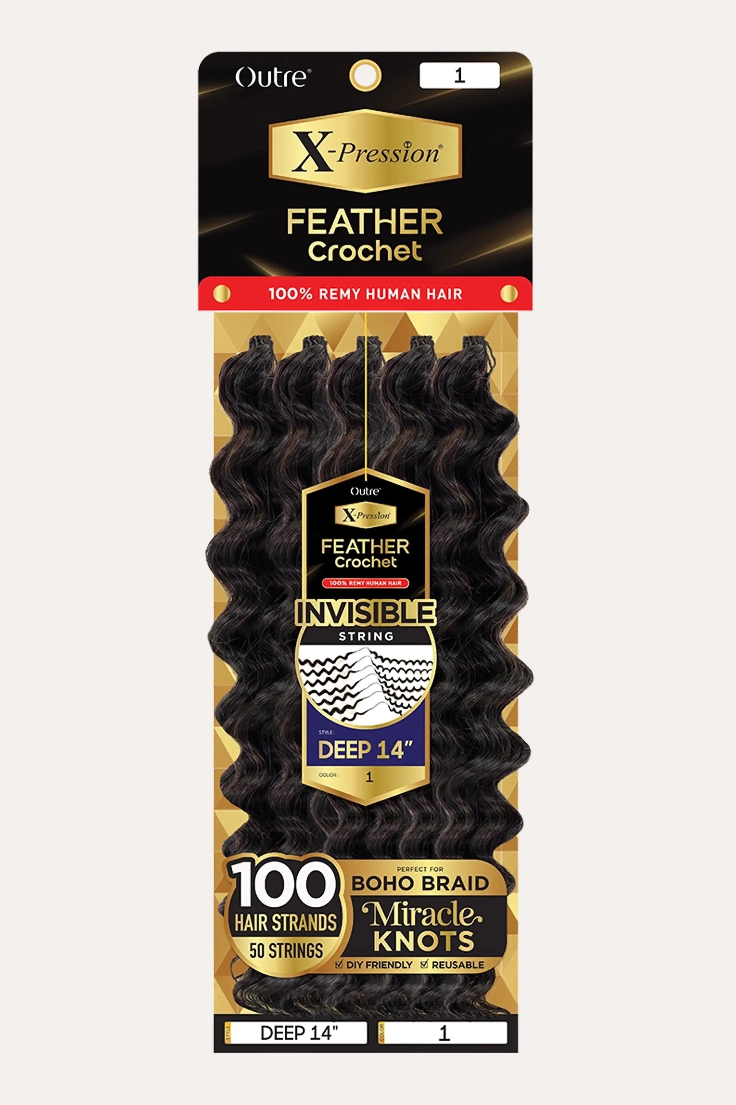 OUTRE X-PRESSION HUMAN HAIR FEATHER CROCHET - DEEP 14"