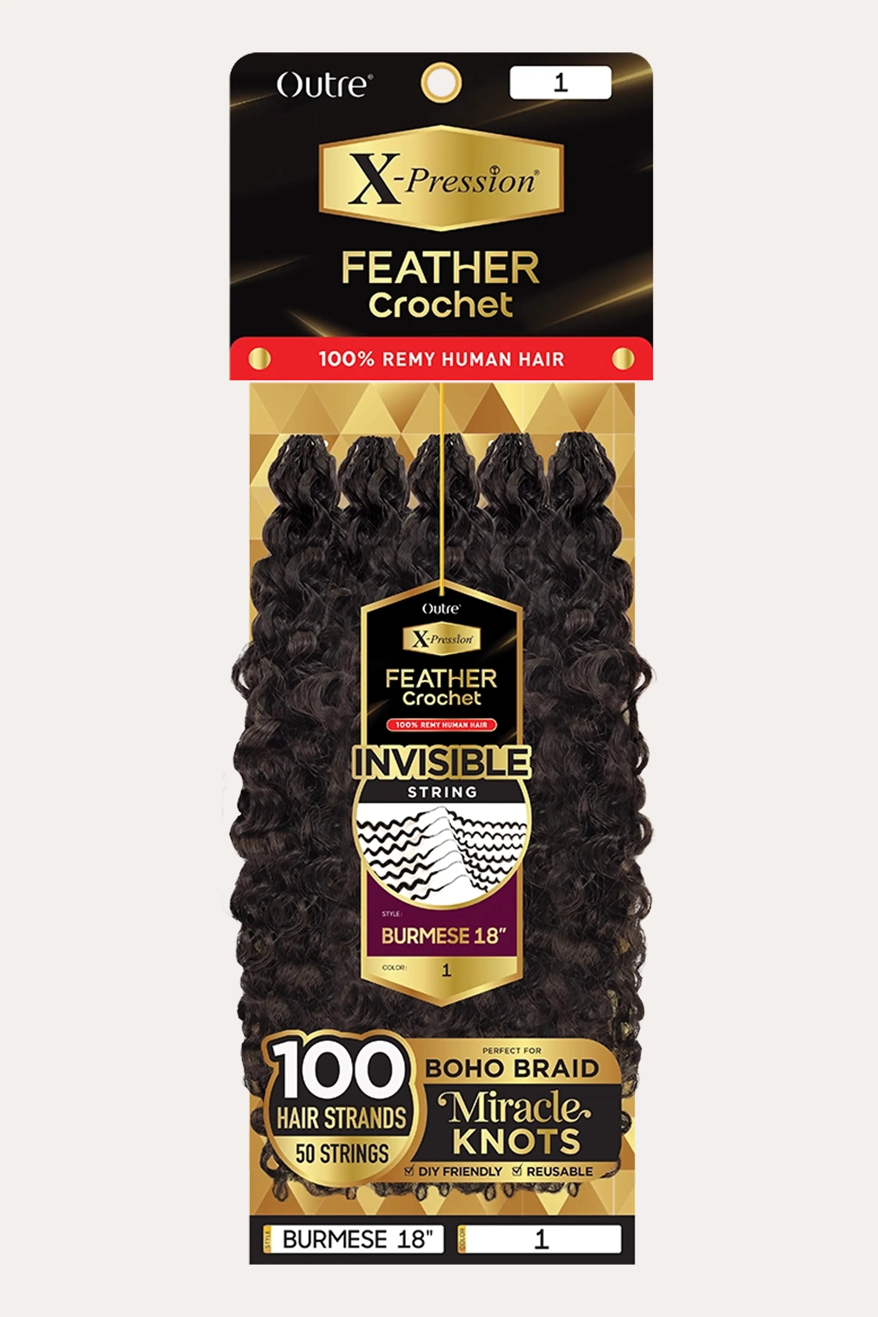 OUTRE X-PRESSION HUMAN HAIR FEATHER CROCHET - BURMESE 18 OUTRE