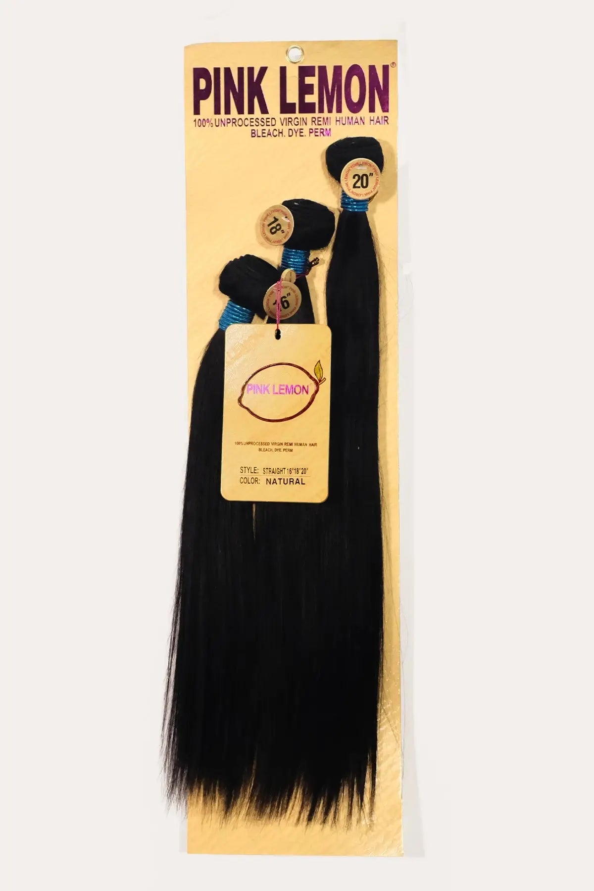 PINK LEMON 15A 100% UNRPOCESSED VIRGIN REMI HUMAN HAIR STRAIGHT PINK LEMON