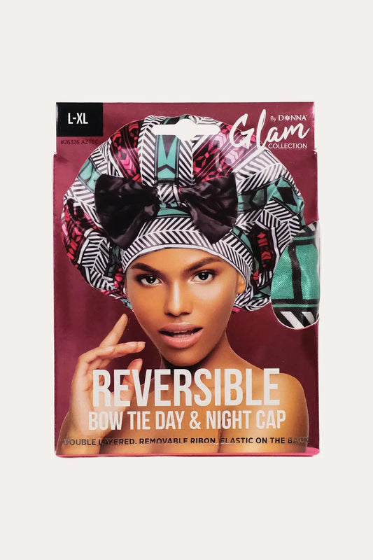 DONNA REVERSIBLE BOW TIE GLAM SILKY DAY & NIGHT CAP L/XL DONNA