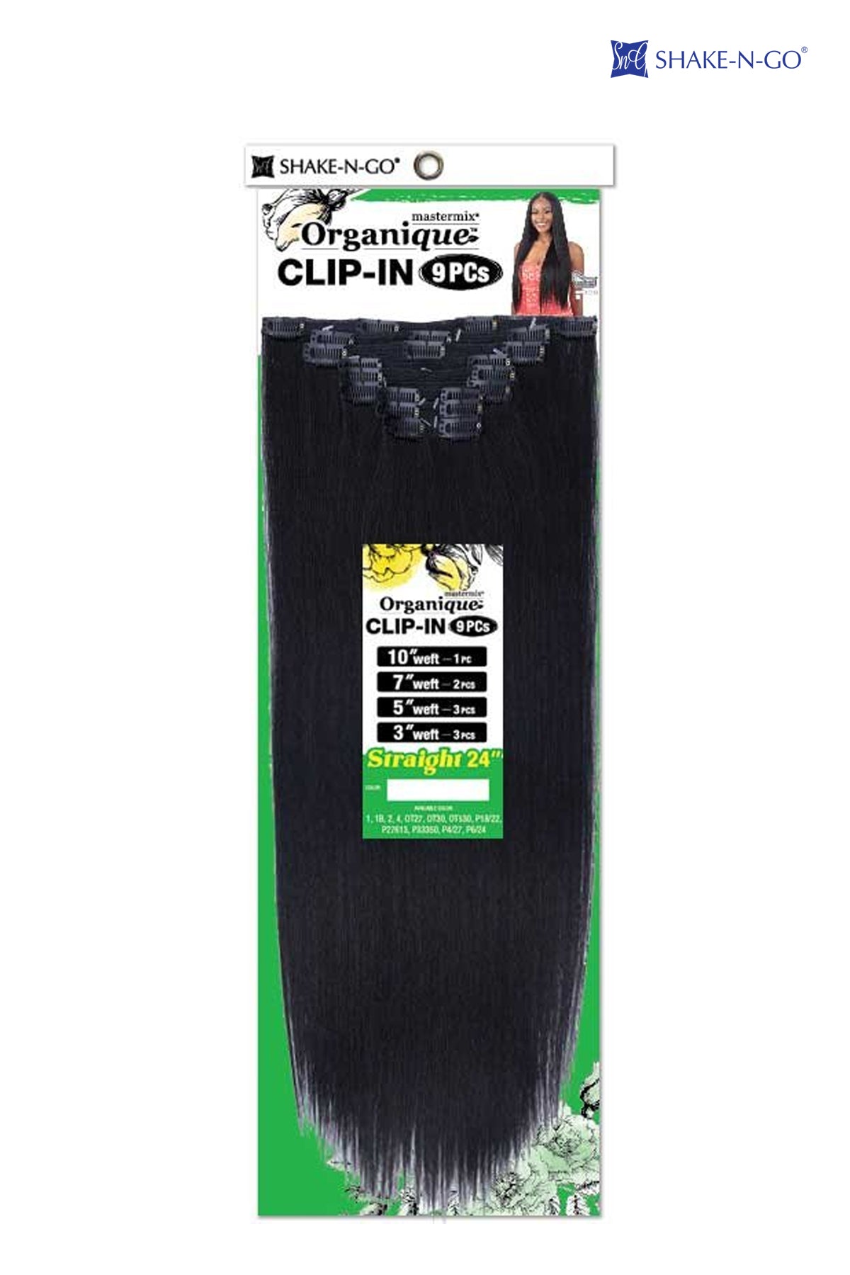 SHAKE N GO ORGANIQUE 9PCS CLIP-IN - STRAIGHT 24" SHAKE N GO