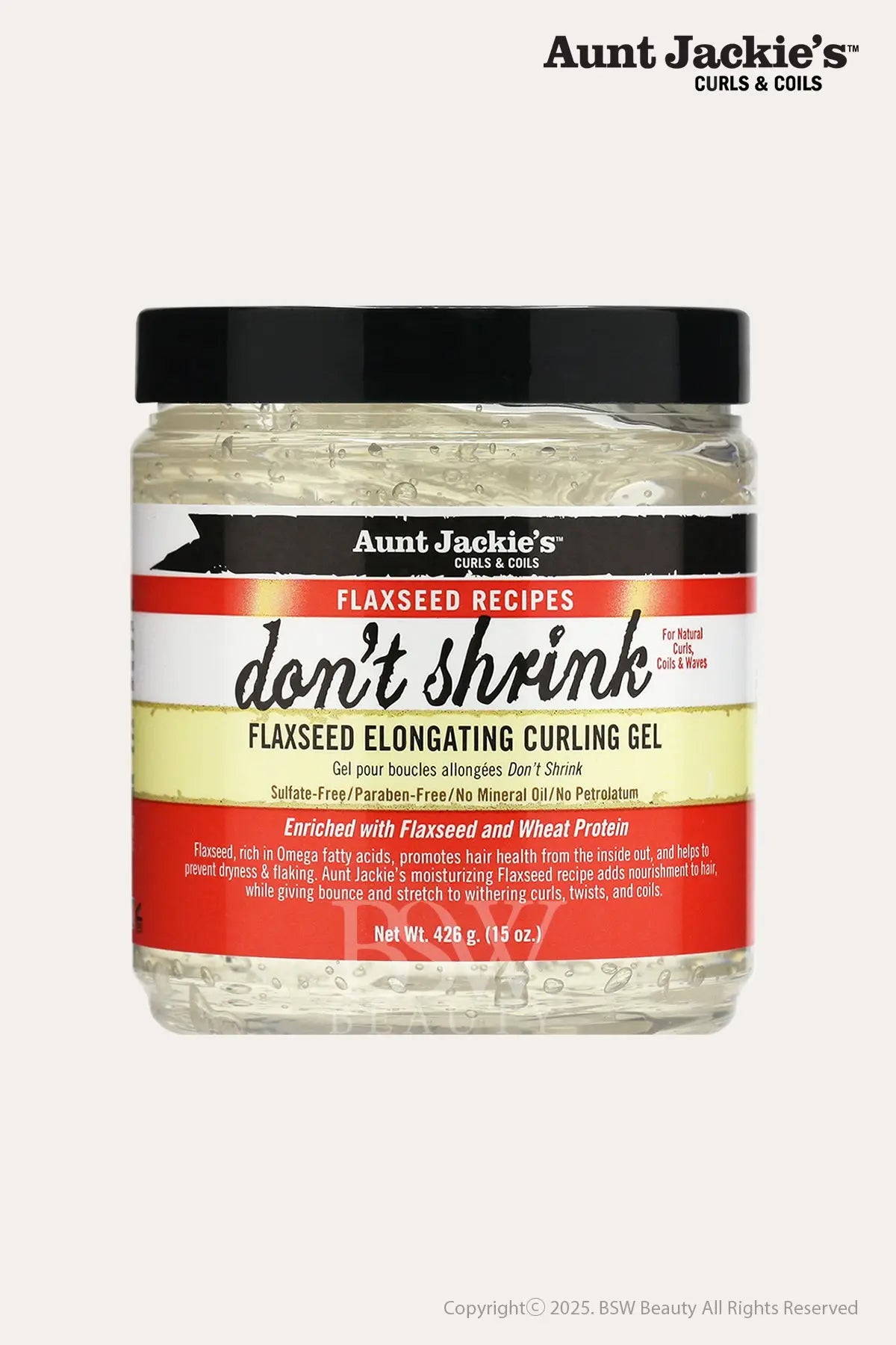 AUNT JACKIES DON'T SHRINK FLAXSEED ELONGATING CURLING GEL 15oz - BSW BEAUTY CANADA