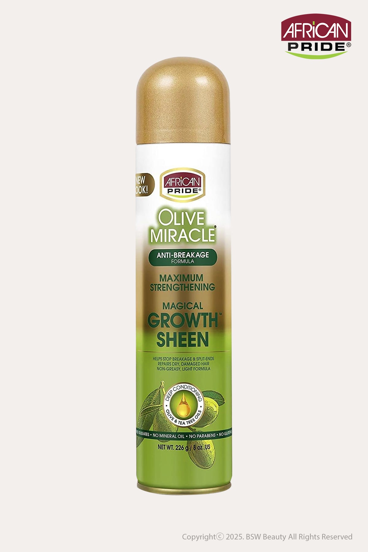 AFRICAN PRIDE OLIVE MIRACLE MAGICAL GROW SHEEN 8oz - BSW BEAUTY CANADA
