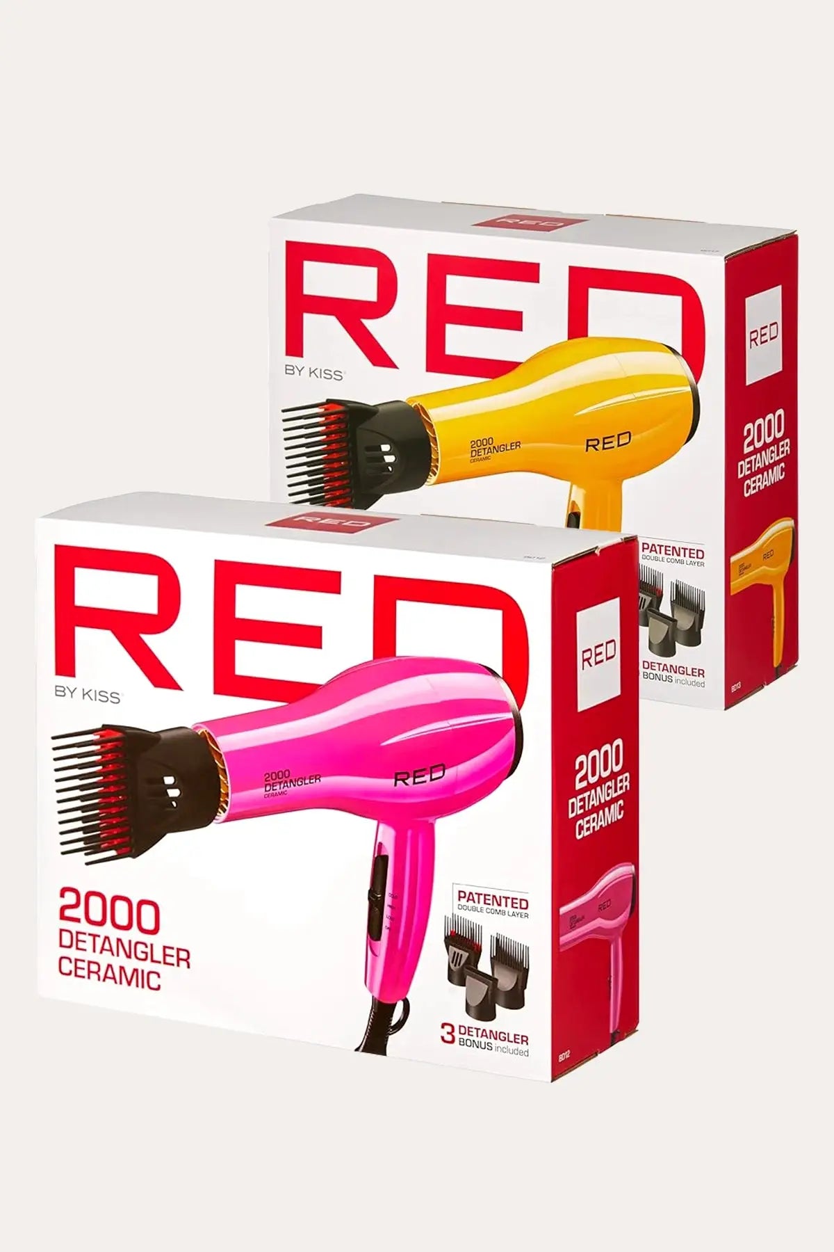 RED BY KISS 2000 CERAMIC DETANGLER DRYER RED BEAUTY