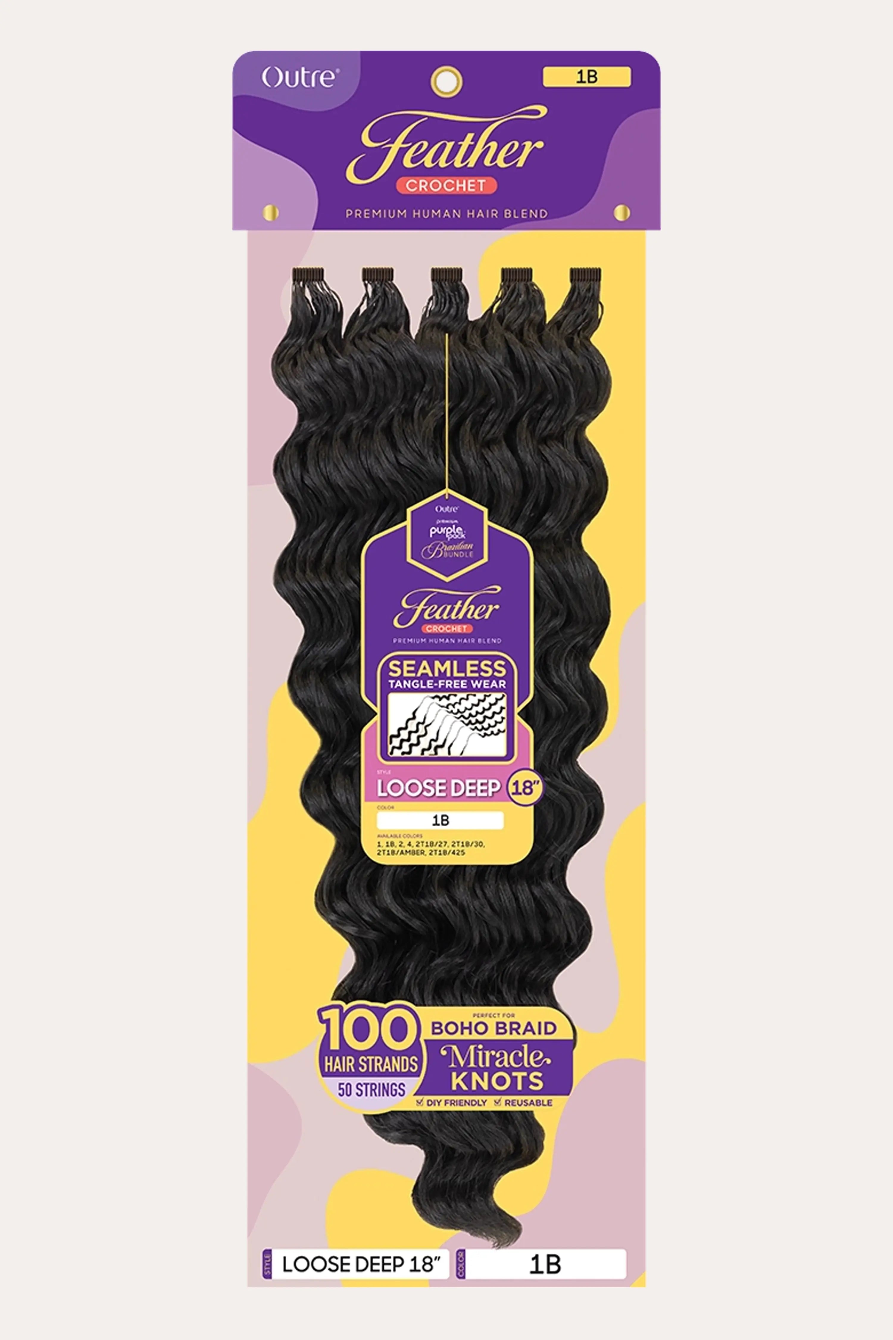 OUTRE PURPLE PACK BRAZILIAN FEATHER CROCHET LOOSE DEEP 18" OUTRE