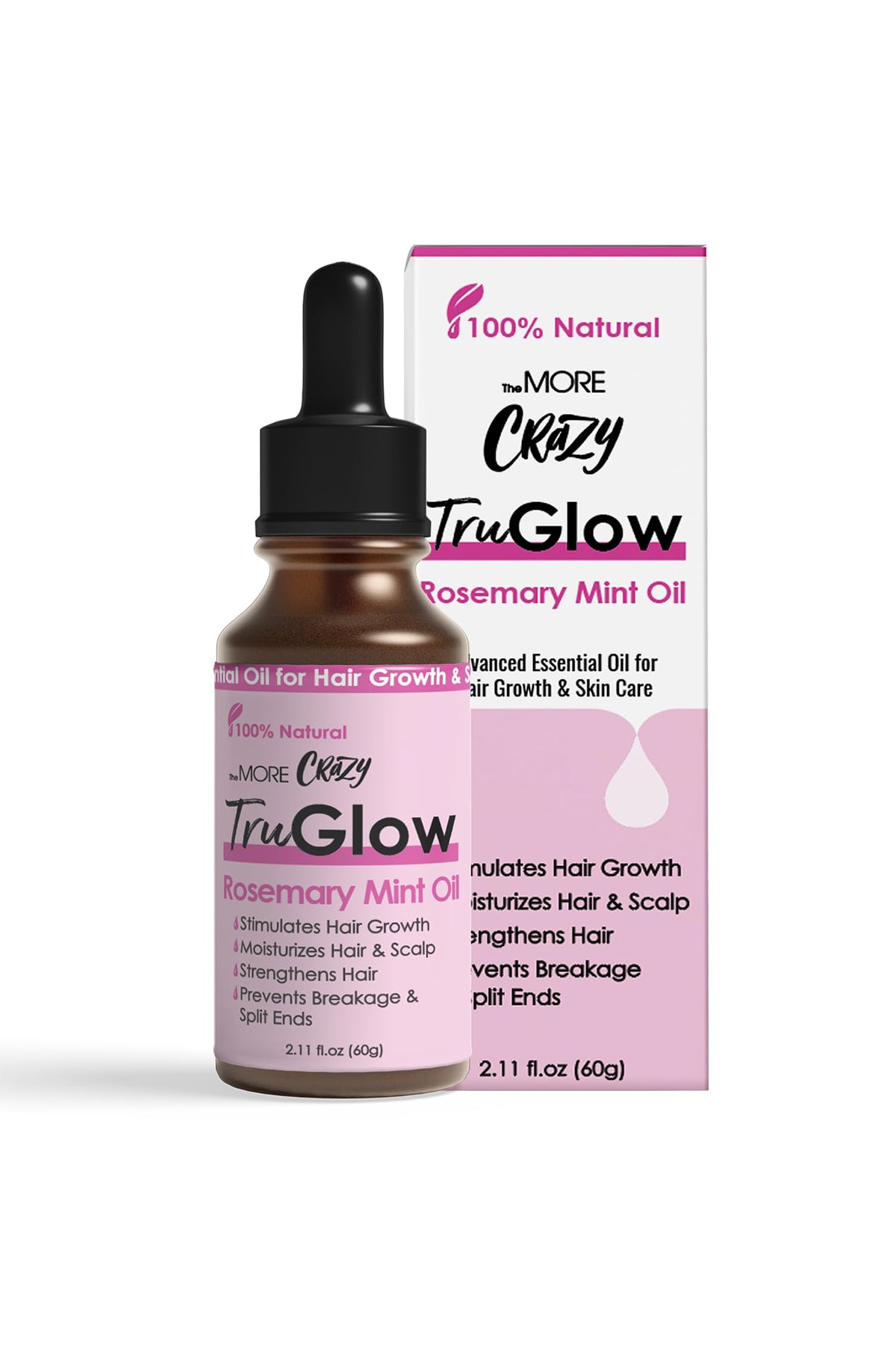 THE MORE CRAZY TRU GLOW - ROSEMARY MINT OIL 2oz - BSW BEAUTY CANADA