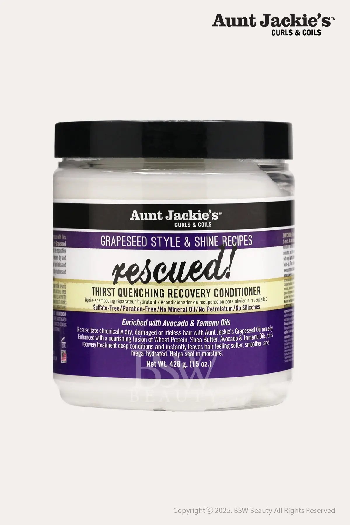 AUNT JACKIE'S GRAPESEED STYLE & SHINE RECIPES RESCUED THIRST QUENCHING RECOVERY CONDITIONER 15oz - BSW BEAUTY CANADA