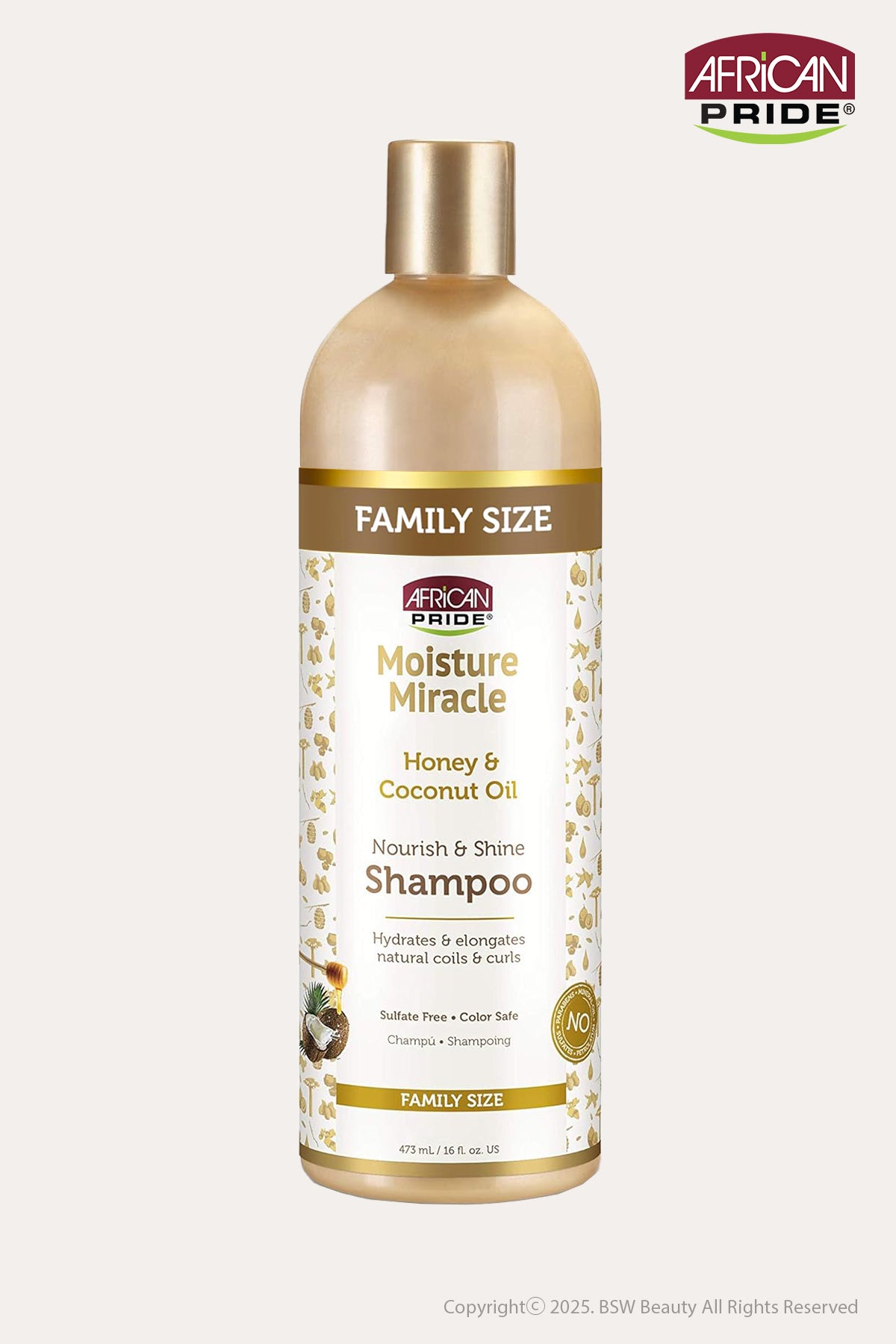 AFRICAN PRIDE MOISTURE MIRACLE HONEY & COCONUT OIL SHAMPOO 16oz - BSW BEAUTY CANADA