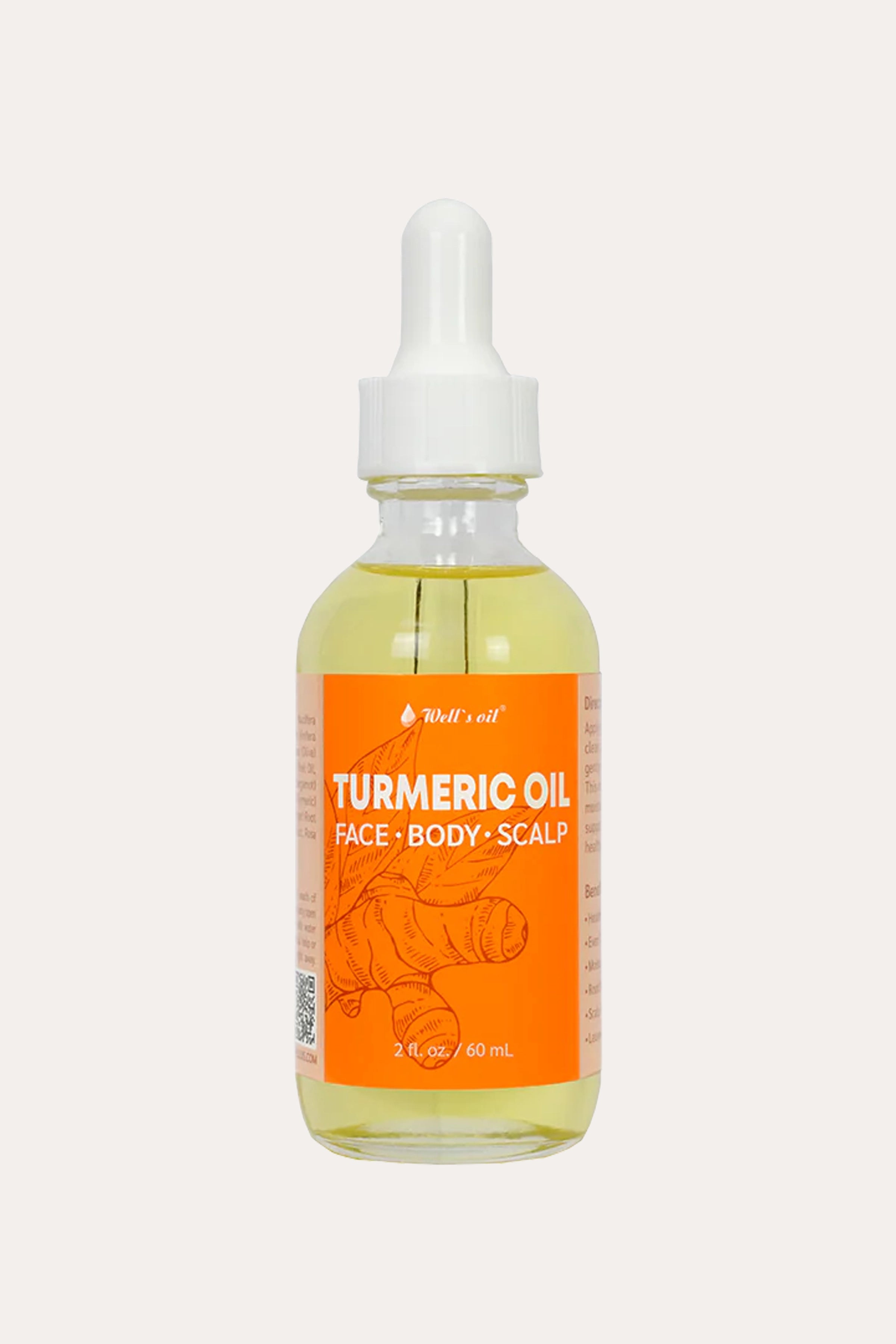 WELL'S OIL TURMERIC OIL 2oz | For Face, Body & Scalp
