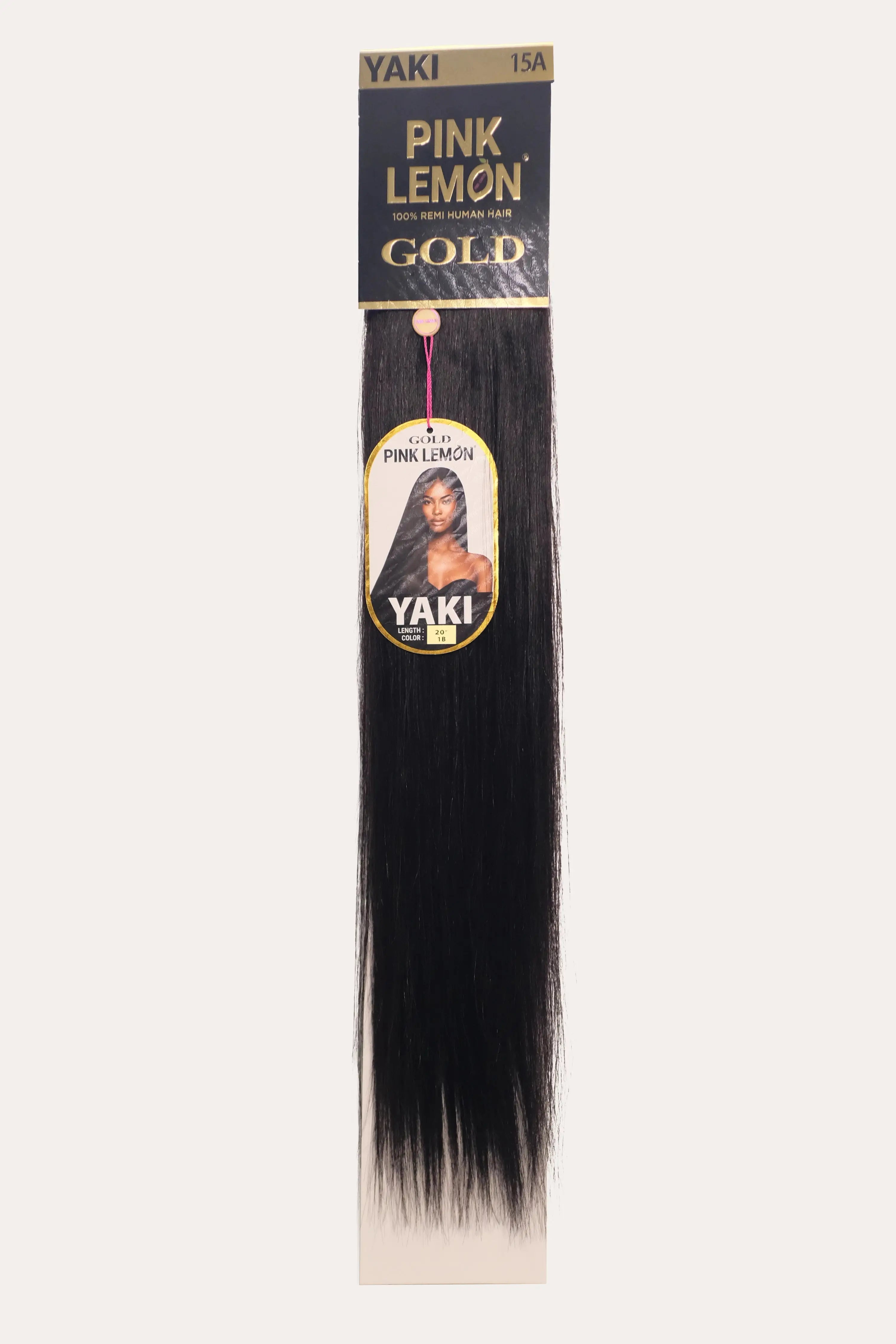 PINK LEMON GOLD 100% REMI HUMAN HAIR WEAVE - YAKI 20" PINK LEMON