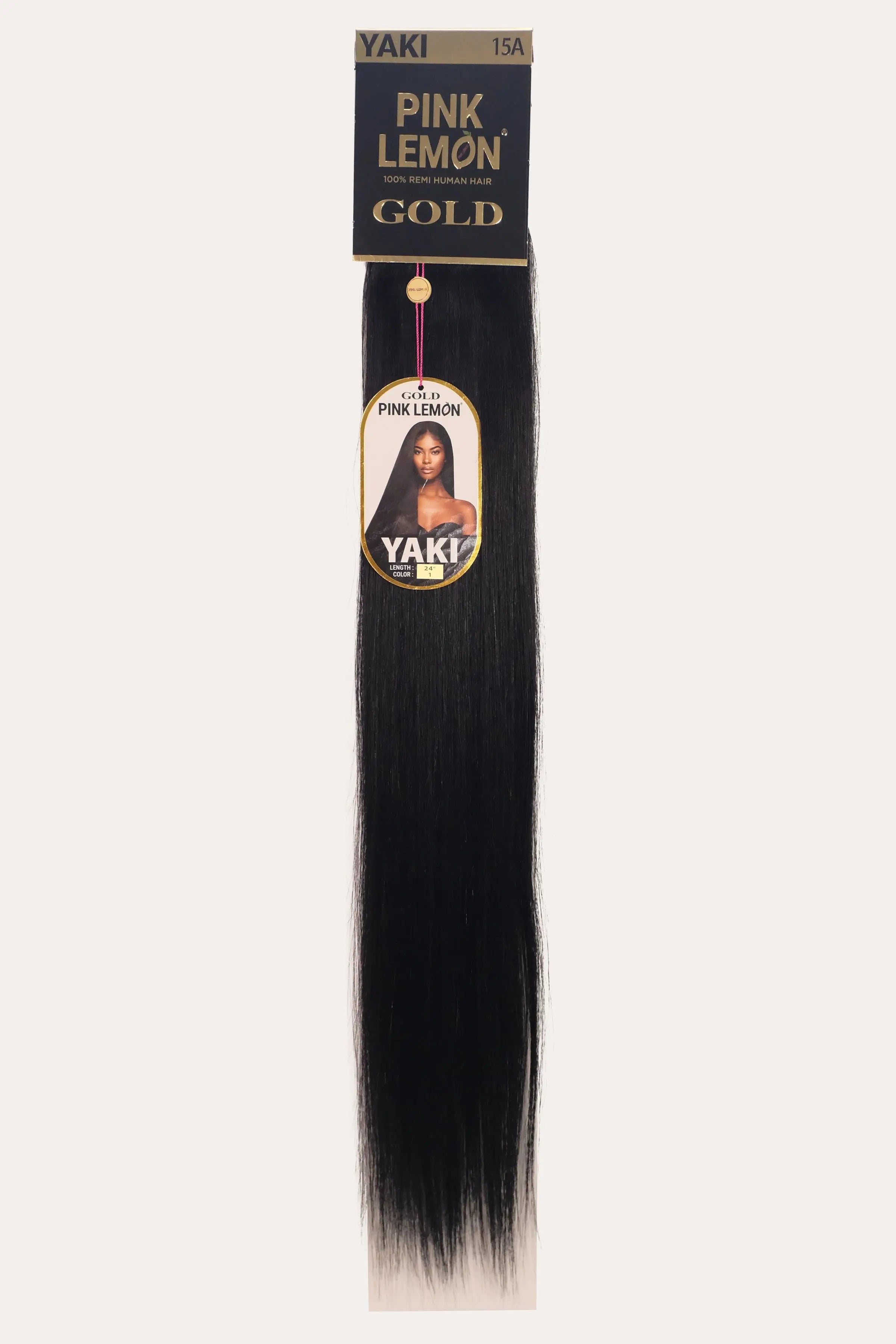 PINK LEMON GOLD 100% REMI HUMAN HAIR WEAVE - YAKI 24" PINK LEMON