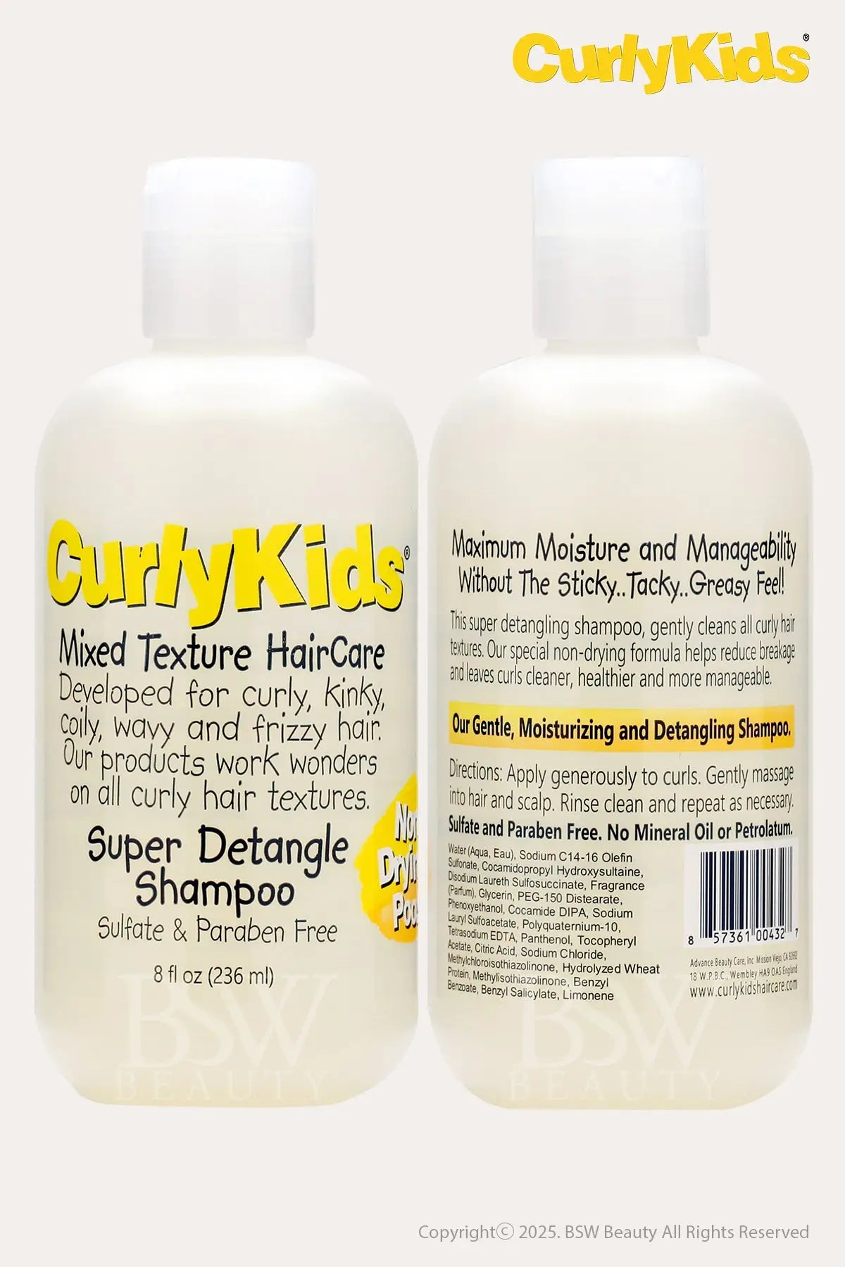 CURLY KIDS SUPER DETANGLE SHAMPOO 8oz - BSW BEAUTY CANADA