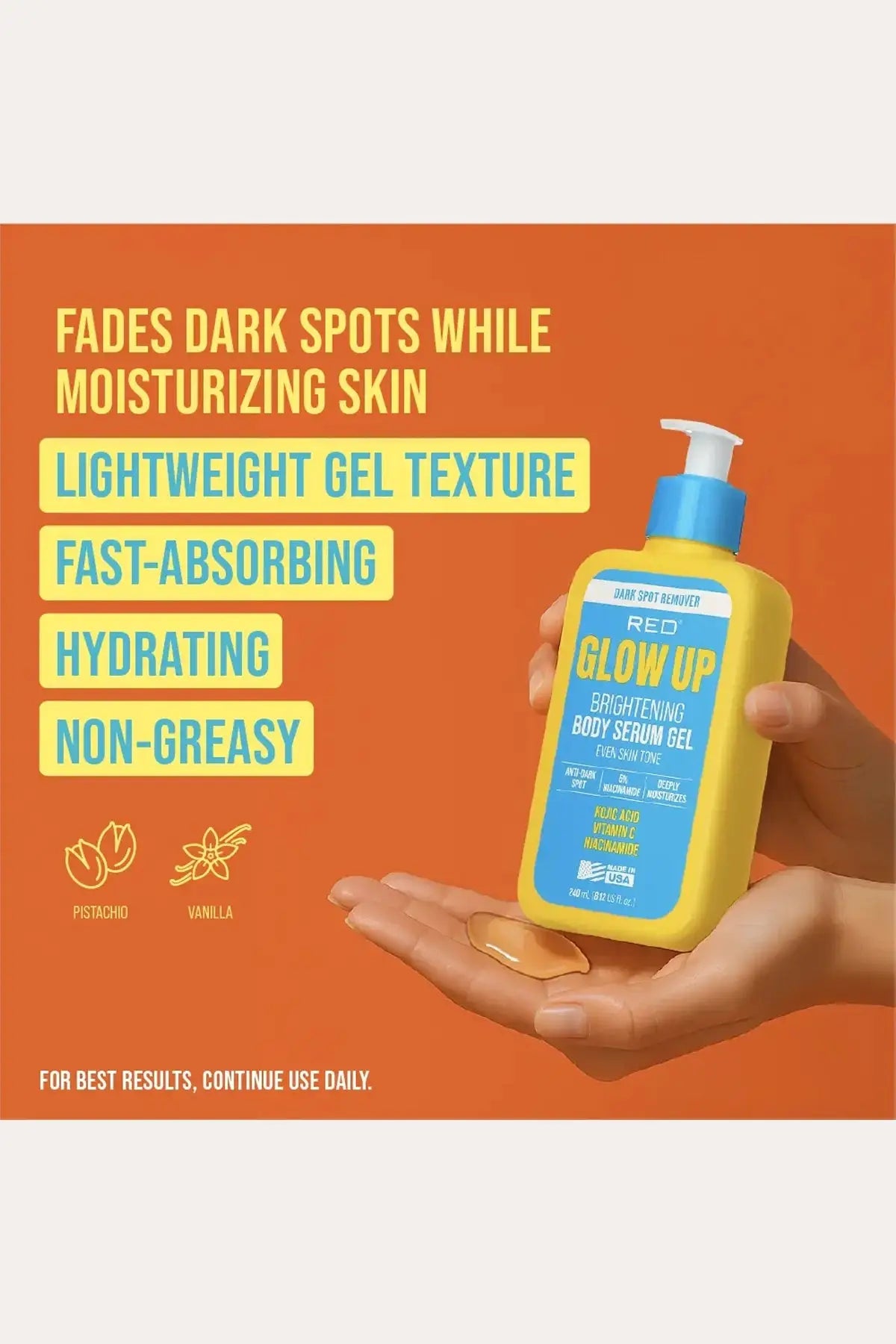 RED BY KISS GLOW UP BRIGHTENING BODY SERUM GEL - KOJIC ACID & VITAMIN C - BSW BEAUTY CANADA