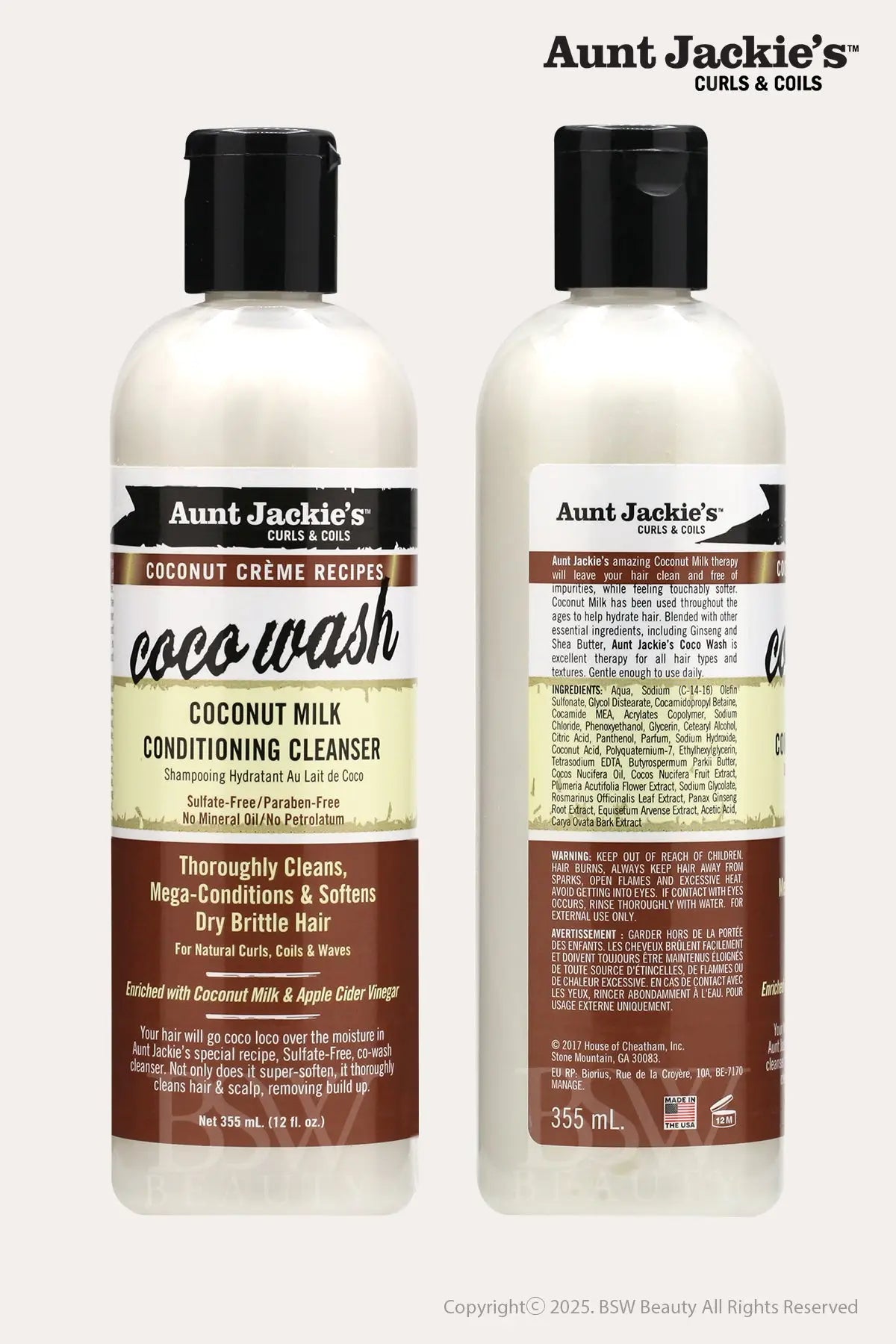 AUNT JACKIES COCONUT CREME COCO WASH COCONUT MILK CONDITIONING CLEASER 12oz - BSW BEAUTY CANADA