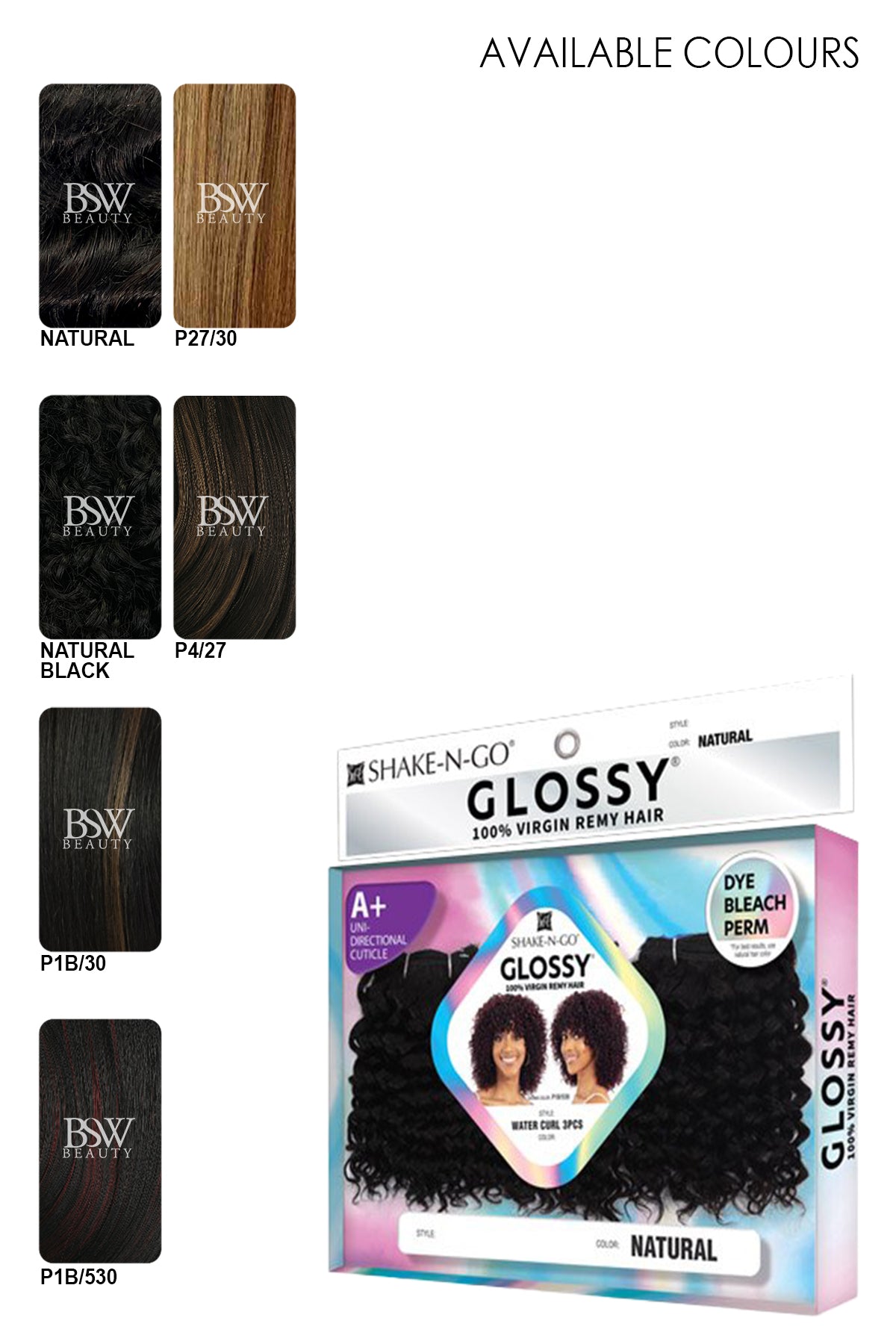 SHAKE N GO VIRGIN REMY HAIR WEAVE GLOSSY - WATER CURL 3PCS - BSW BEAUTY CANADA