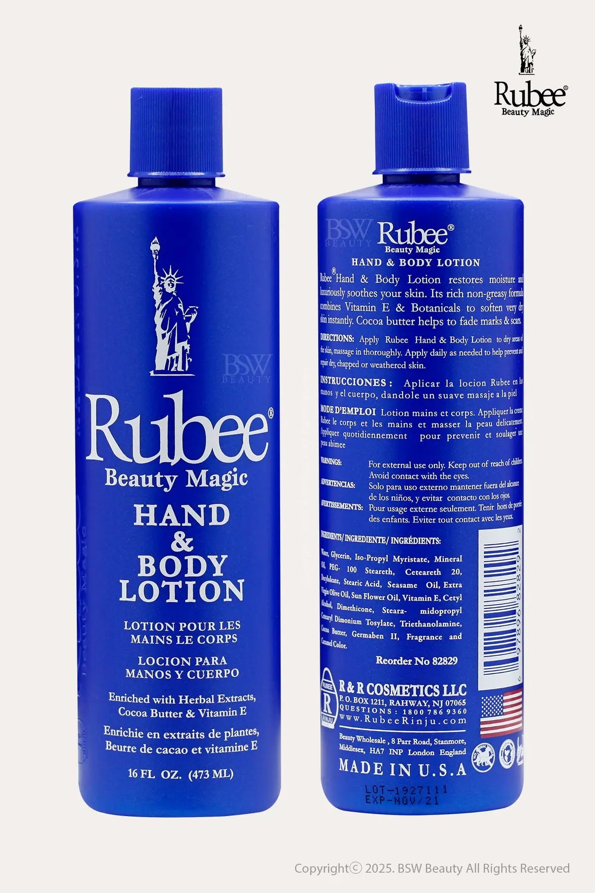 RUBEE BEAUTY MAGIC HAND & BODY LOTION 16oz - BSW BEAUTY CANADA