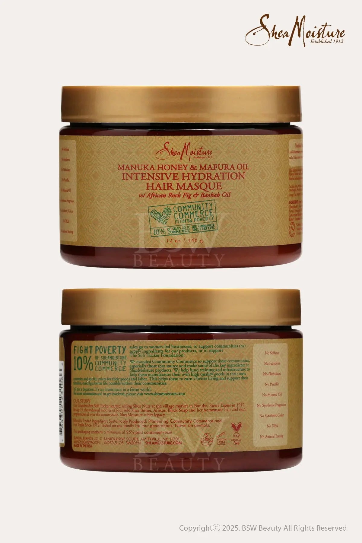 SHEA MOISTURE MANUKA HONEY INTENSIVE HYDRATION HAIR MASQUE 12oz - BSW BEAUTY CANADA