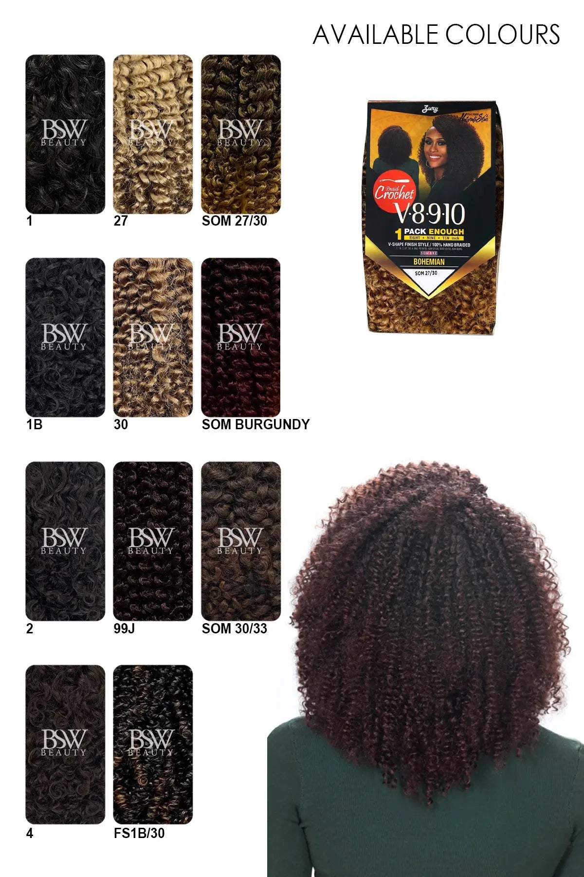 ZURY NATURALI STAR CROCHET BRAIDS V8.9.10 BOHEMIAN (1PACK ENOUGH) - BSW BEAUTY CANADA