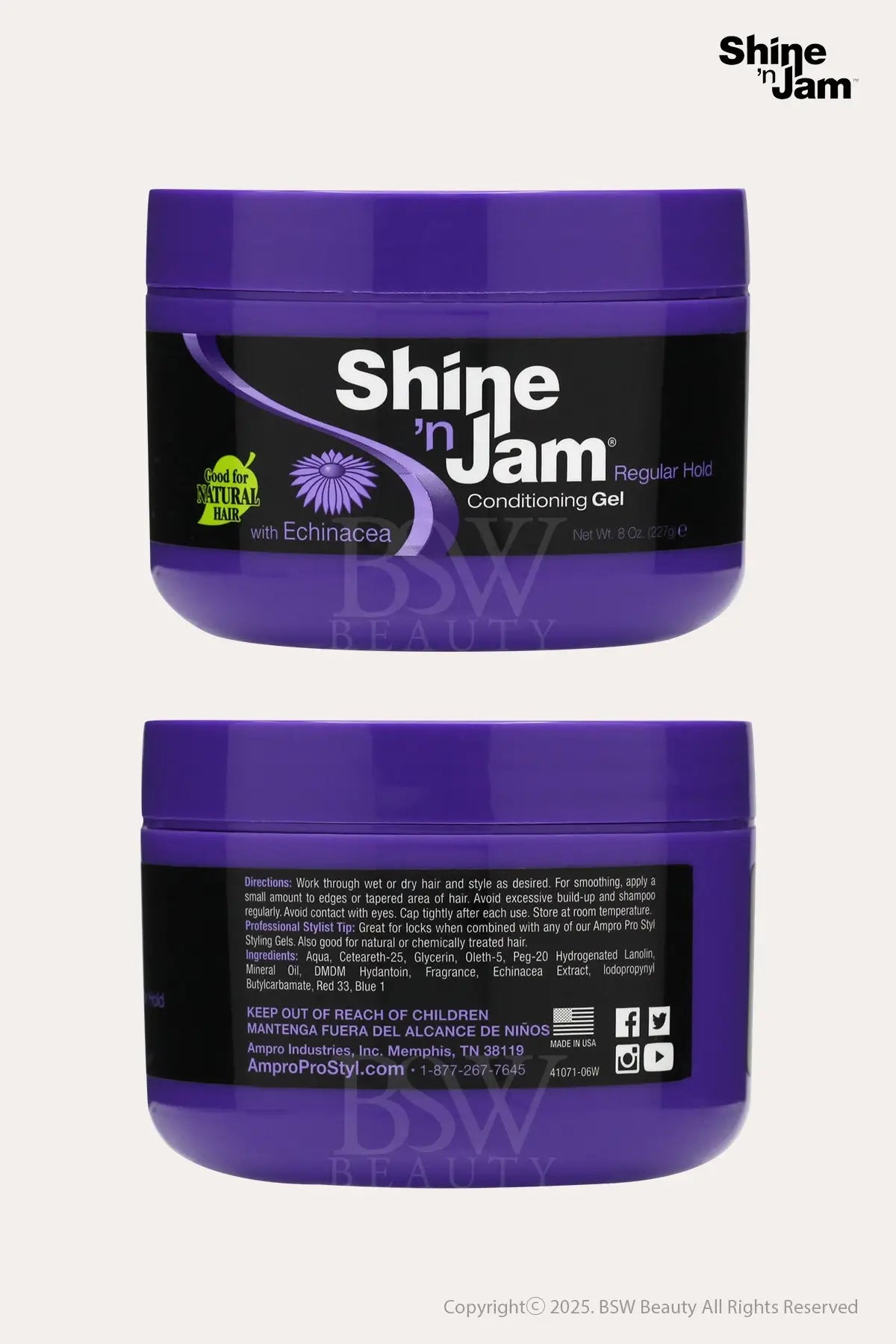 AMPRO PRO STYLE SHINE'N JAM CONDITIONING GEL REGULAR HOLD - 2 SIZE - BSW BEAUTY CANADA