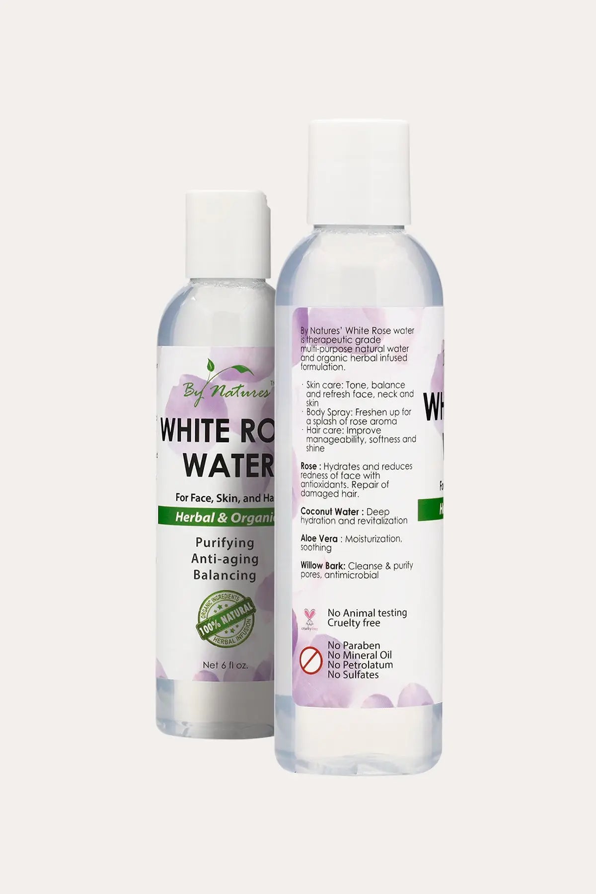 BY NATURES WHITE ROSE WATER FOR FACE SKIN AND HAIR 6oz