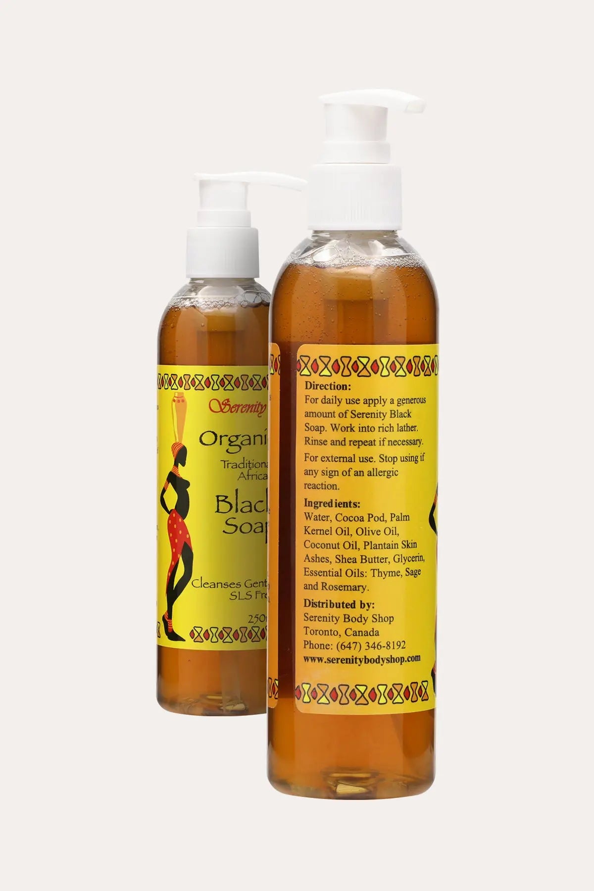 SERENITY ORGANIC TRADITIONAL AFRICAN BLACK SOAP 250ml - BSW BEAUTY CANADA