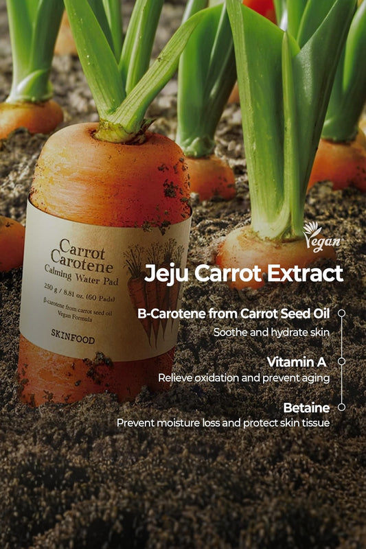 SKINFOOD CARROT CAROTENE CALMING WATER TONER PADS - BSW BEAUTY CANADA