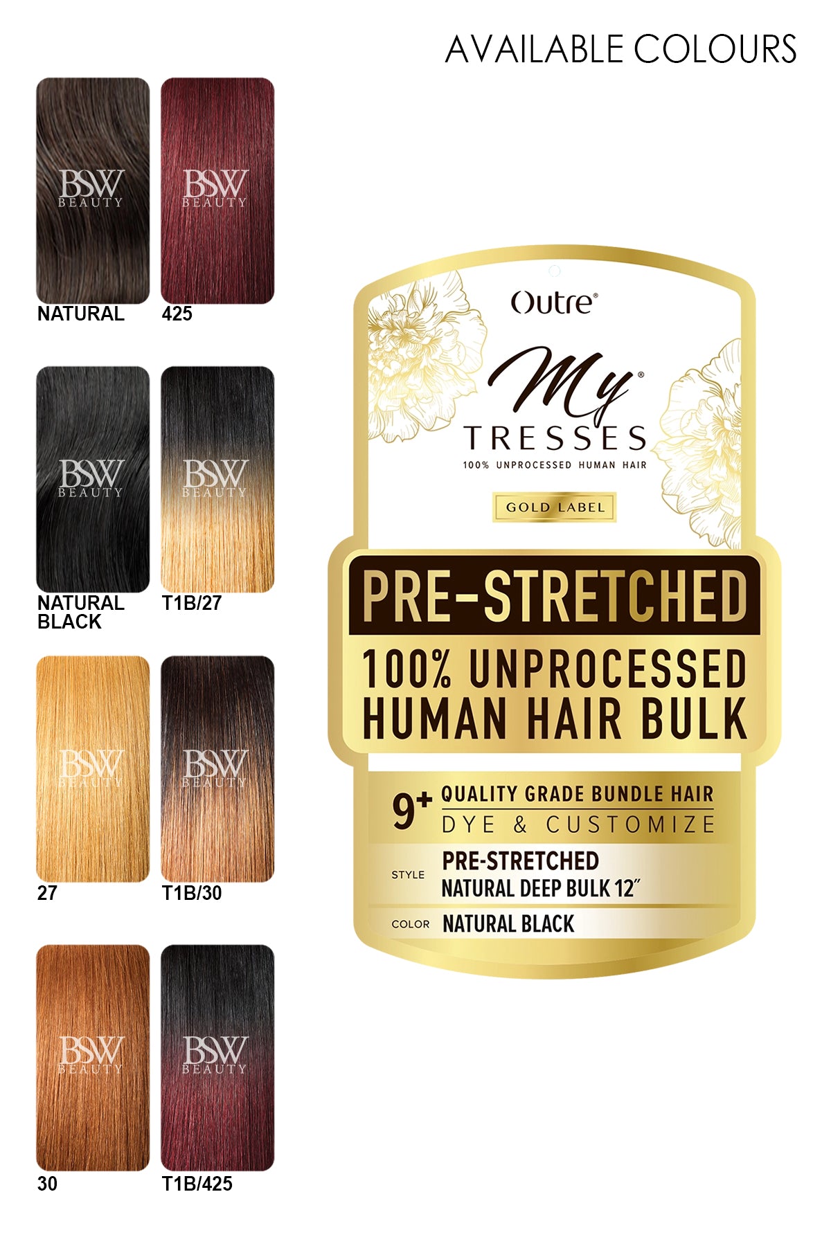 OUTRE MY TRESS GOLD LABEL PRE-STRETCHED NATURAL DEEP BULK 12" - BSW BEAUTY CANADA