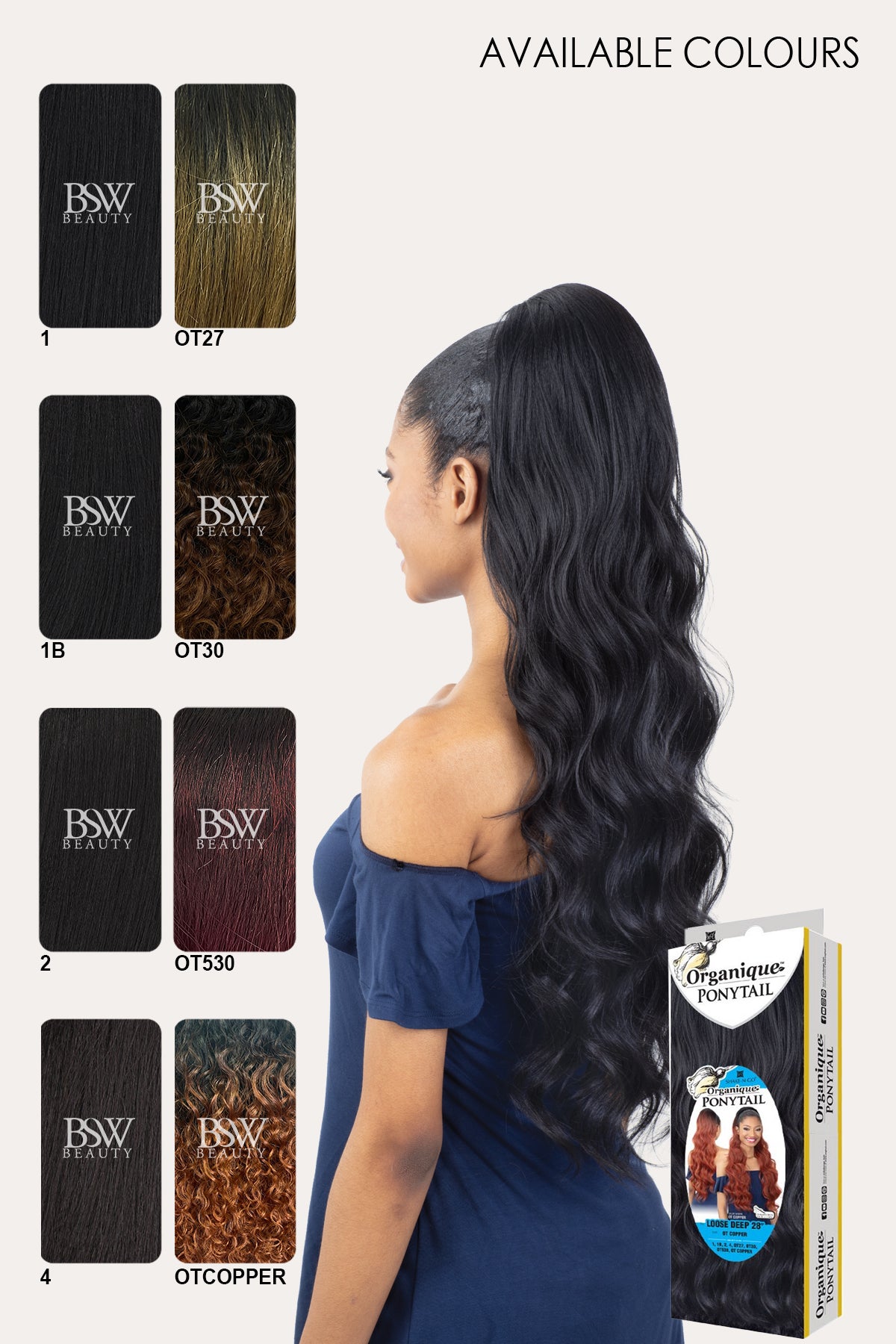 SAHKE N GO ORGANIQUE PONYTAIL - LOOSE DEEP 28" - BSW BEAUTY CANADA