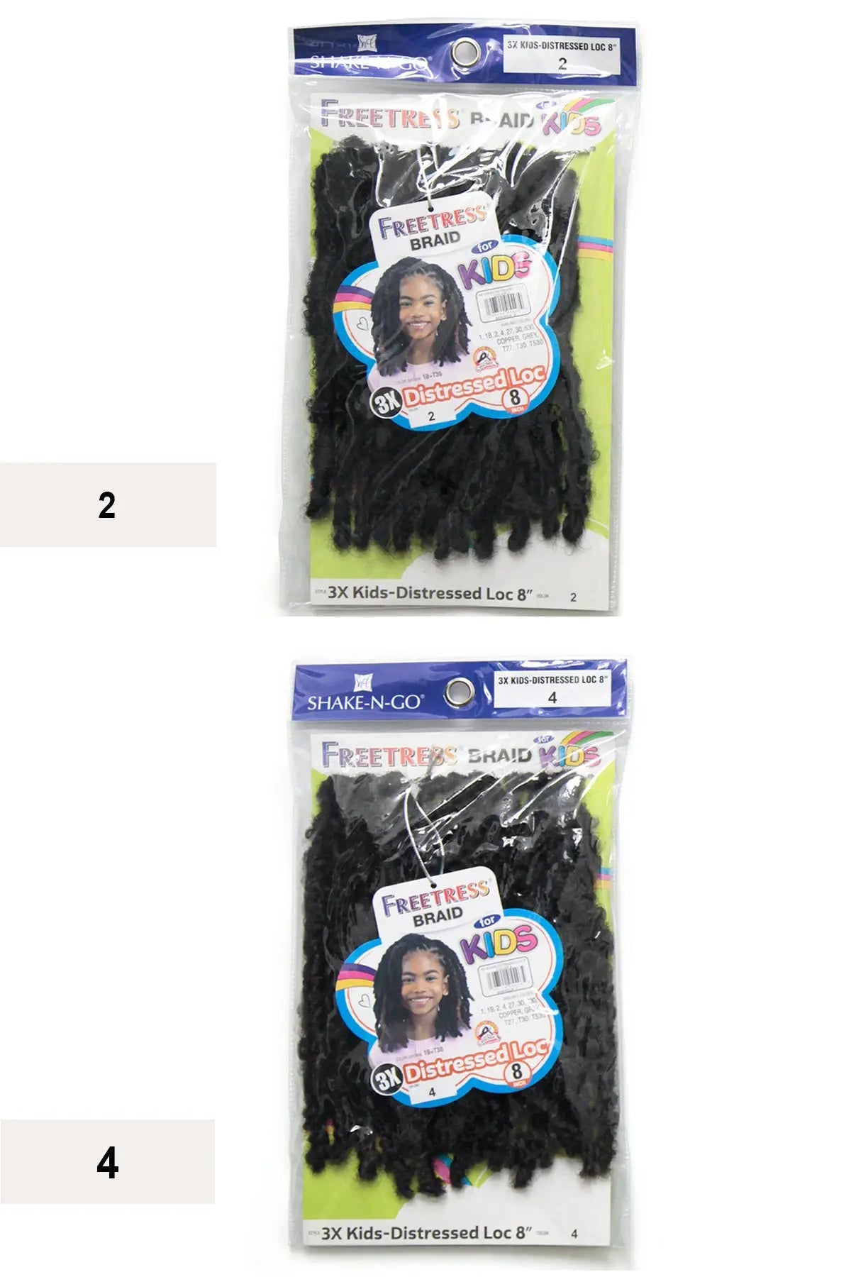 SHAKE N GO FREETRESS 3X KIDS DISTRESSED LOC 8"