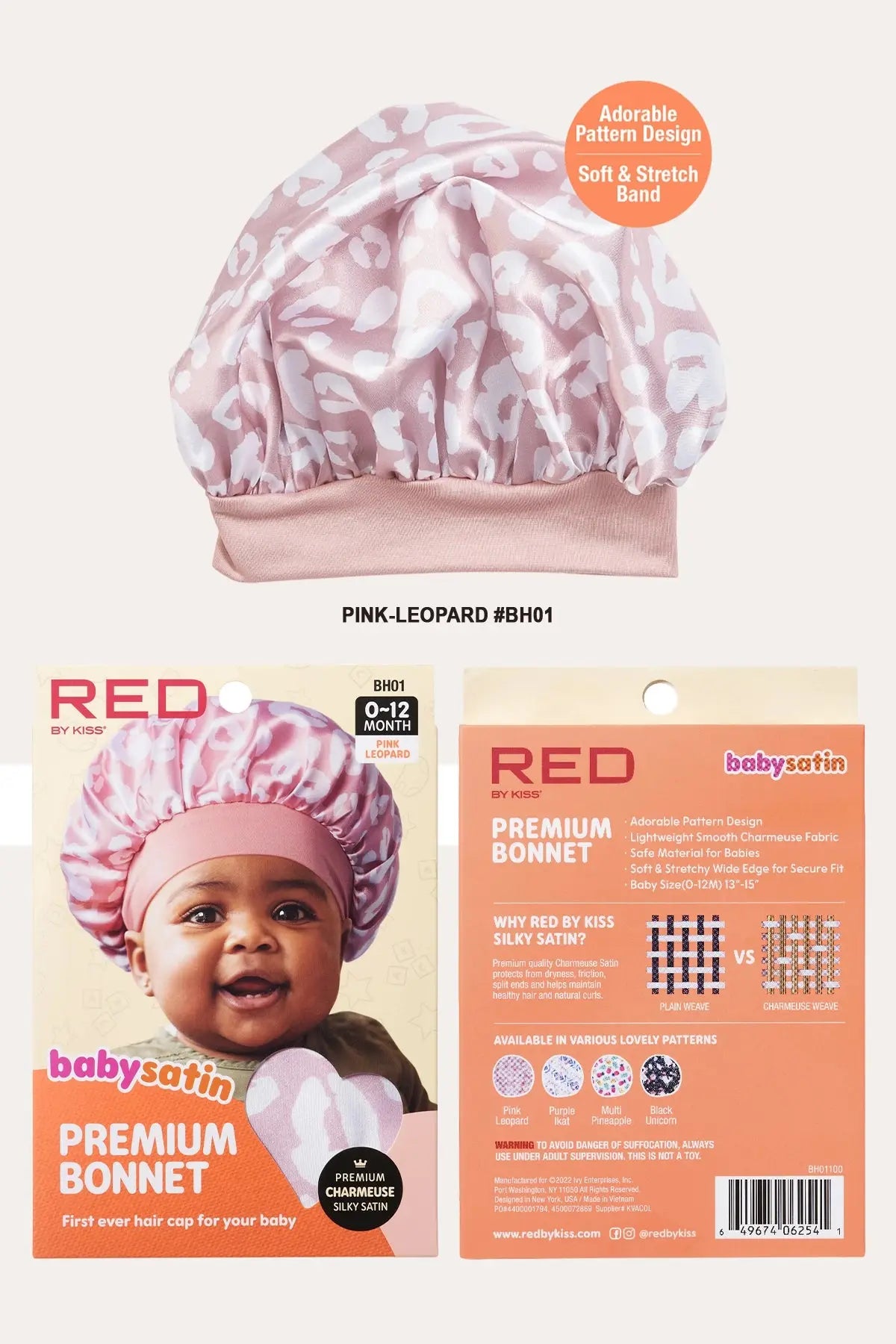 RED BY KISS BABY SATIN HAIR BONNET SLEEP CAP - BSW BEAUTY CANADA