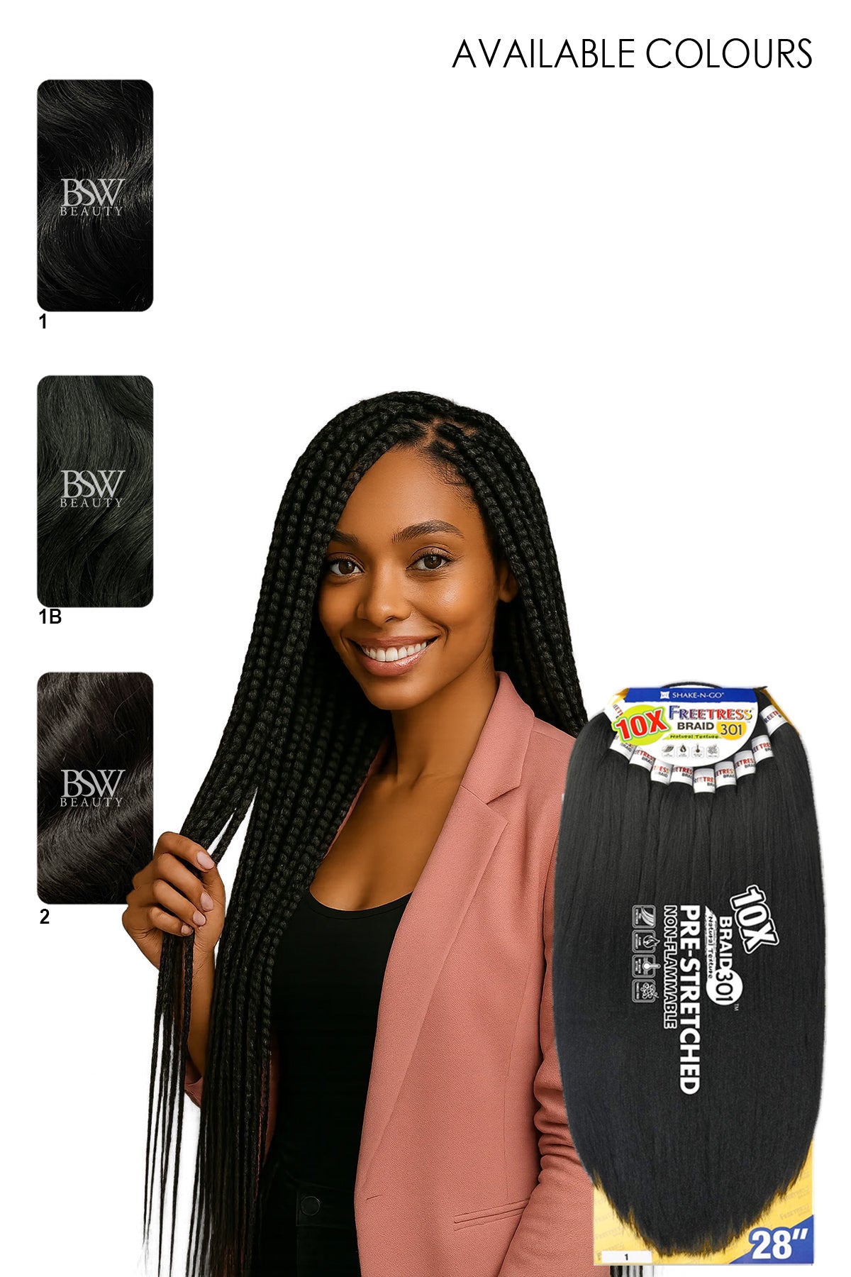 SHAKE N GO FREETRESS BRAID 10X PRE-STRETCHED BRAID 301 28" - BSW BEAUTY CANADA