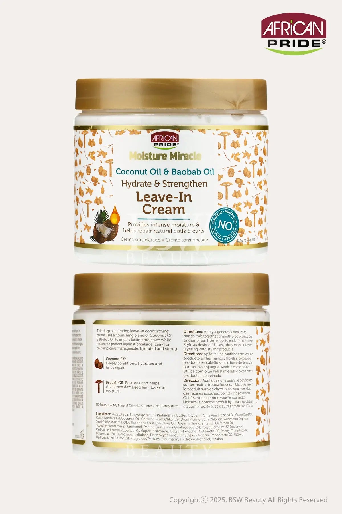 AFRICAN PRIDE MOISTURE MIRACLE HYDRATE & STRENGTHEN LEAVE-IN CREAM 15oz - BSW BEAUTY CANADA