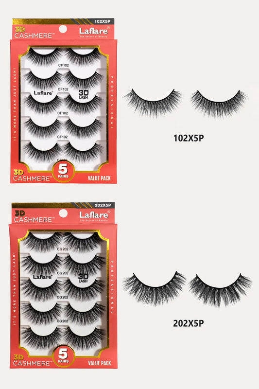 LAFLARE 3D CASHMERE LASHES_5 PAIRS VALUE PACK LAFLARE