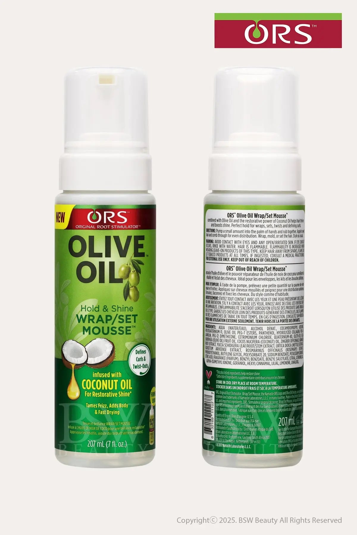 ORS OLIVE OIL HOLD & SHINE WRAP/SET MOUSSE 7oz - BSW BEAUTY CANADA