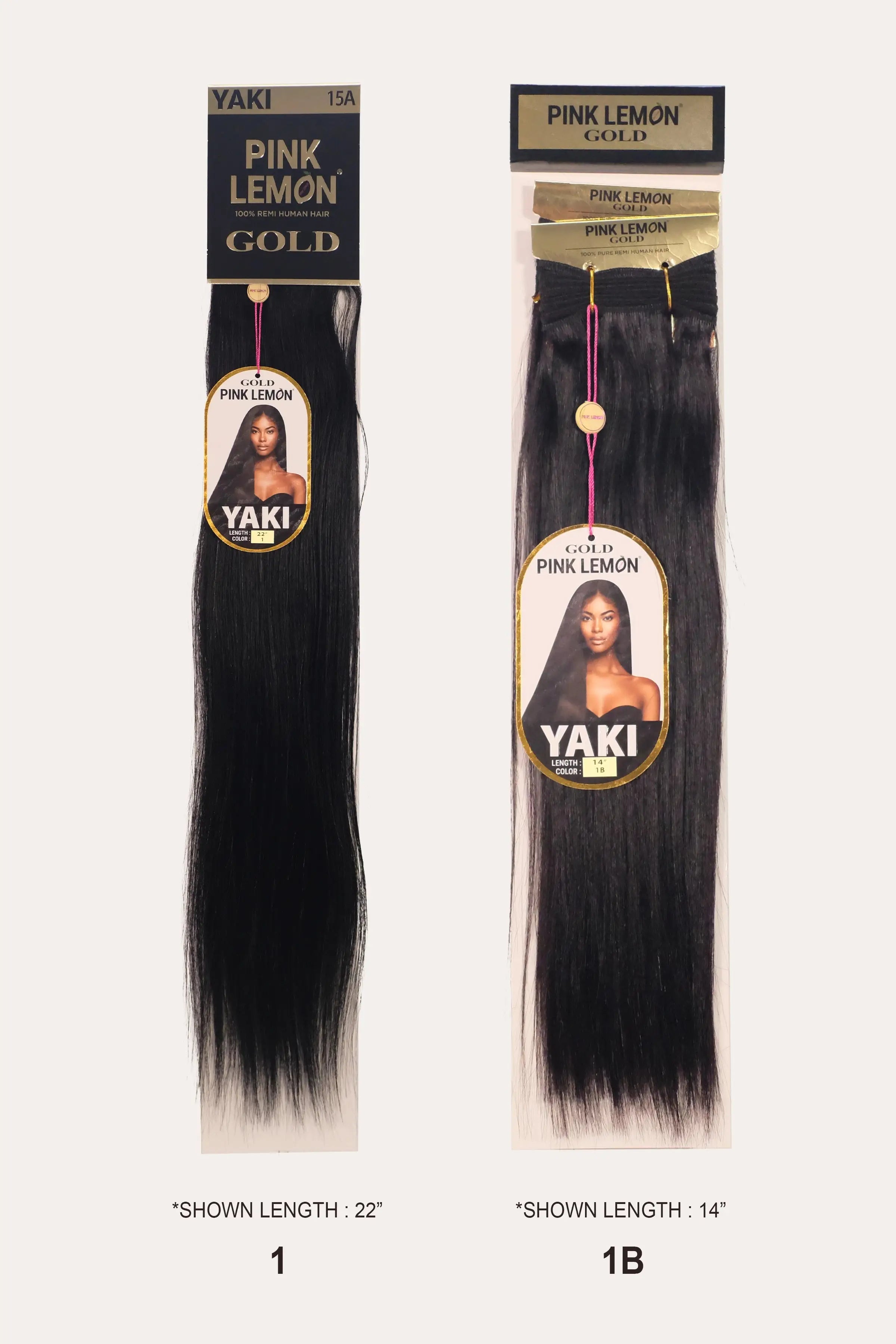 PINK LEMON GOLD 100% REMI HUMAN HAIR WEAVE - YAKI 16" PINK LEMON
