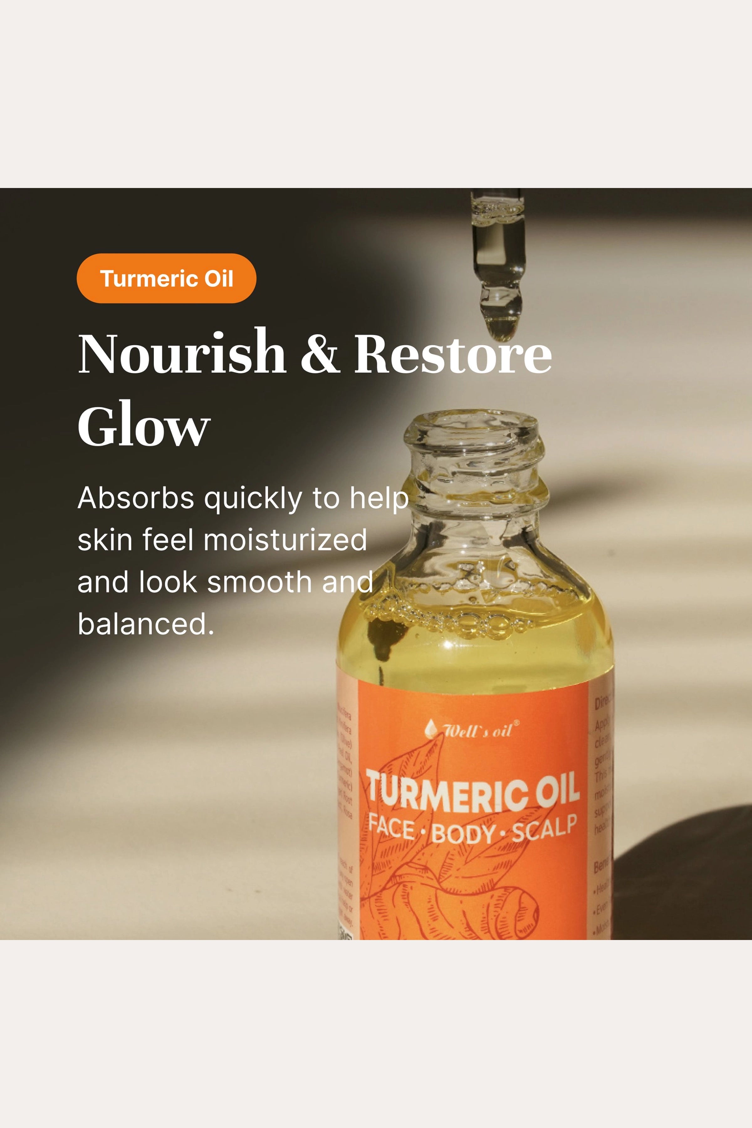 WELL'S OIL TURMERIC OIL 2oz | For Face, Body & Scalp