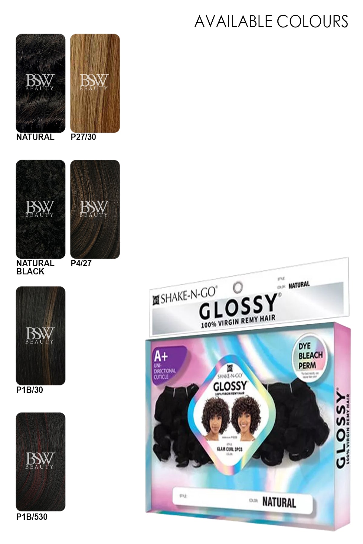 SHAKE N GO VIRGIN REMY HAIR WEAVE GLOSSY - GLAM CURL 3PCS - BSW BEAUTY CANADA