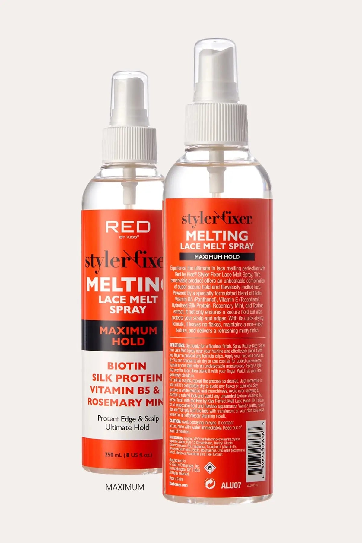 RED BY KISS STYLER FIXER MELTING LACE MELT SPRAY -3 HOLD LEVELS RED BEAUTY