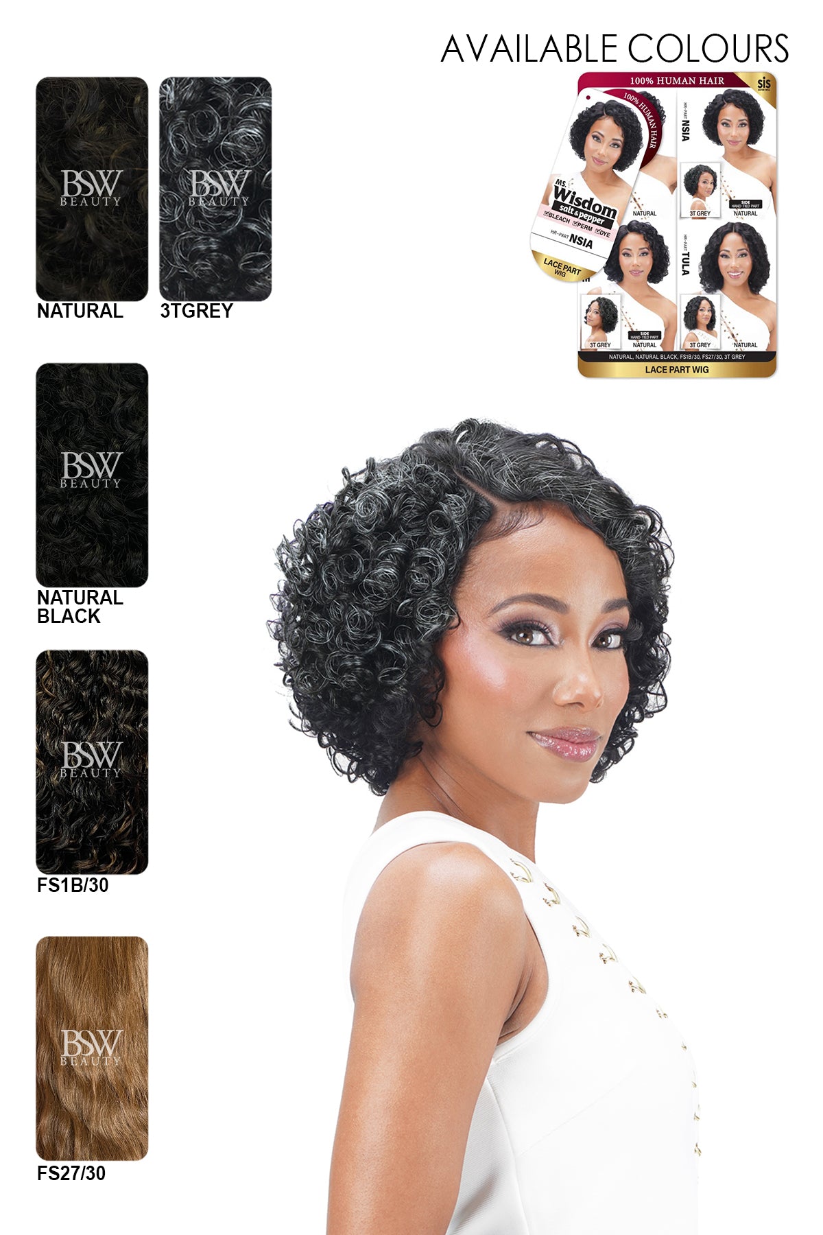 ZURY SIS MS. WISDOM SALT & PEPPER HUMAN HAIR LACE PART WIG - NSIA - BSW BEAUTY CANADA