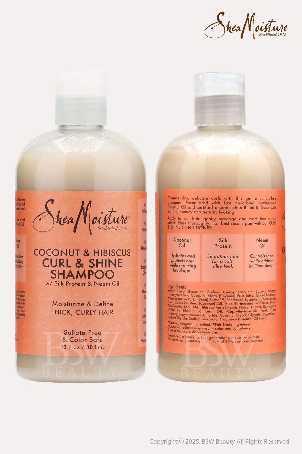 SHEA MOISTURE COCONUT & HIBISCUS CURL & SHINE SHAMPOO - BSW BEAUTY CANADA