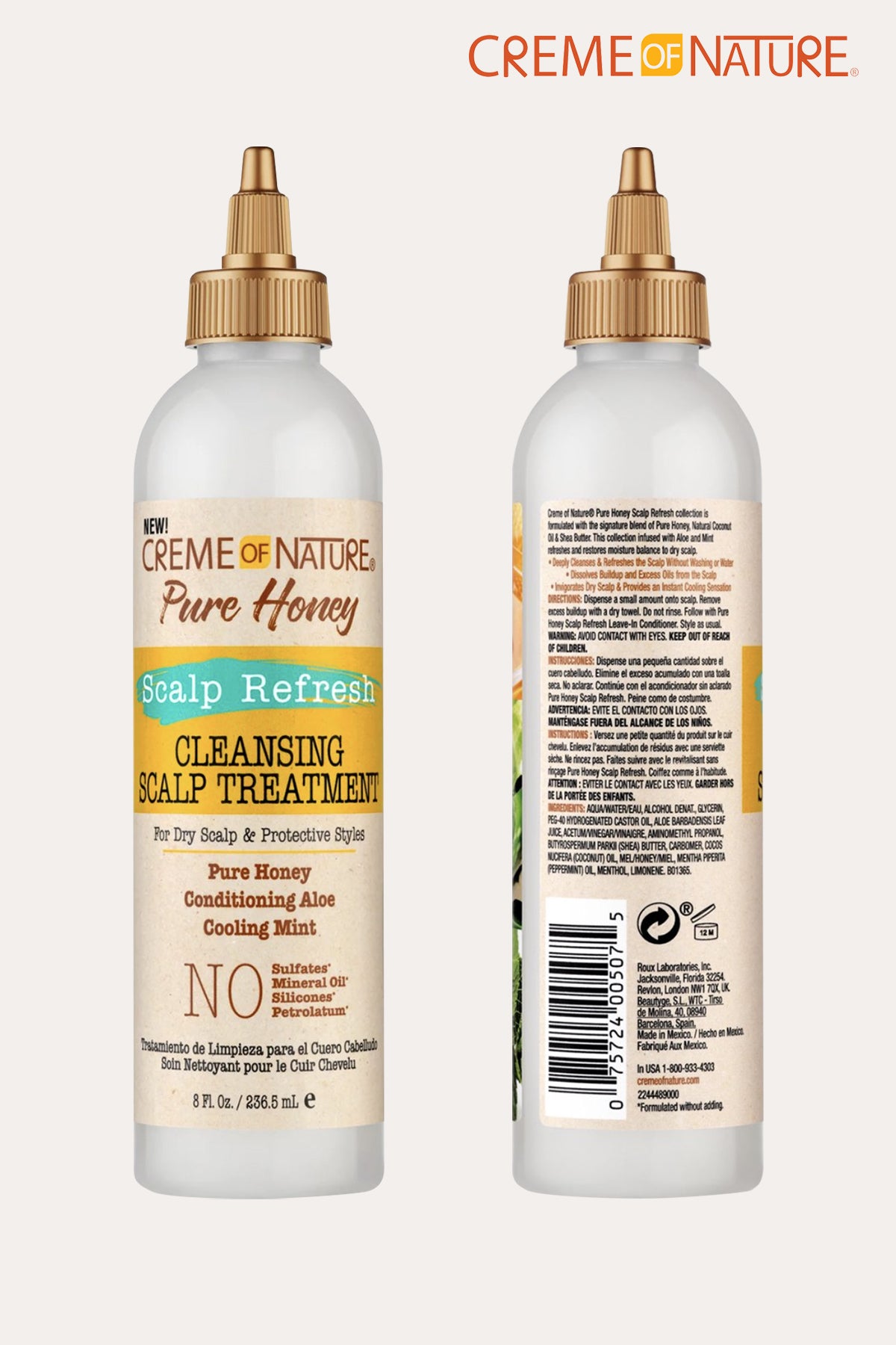 CREME OF NATURE PURE  HONEY SCALP REFRESH CLEANSING SCALP TREATMENT 8oz - BSW BEAUTY CANADA