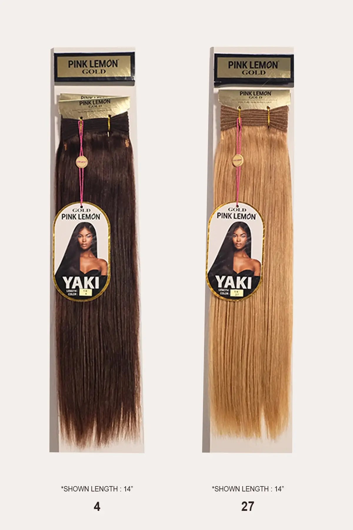 PINK LEMON GOLD 100% REMI HUMAN HAIR WEAVE - YAKI 12" PINK LEMON